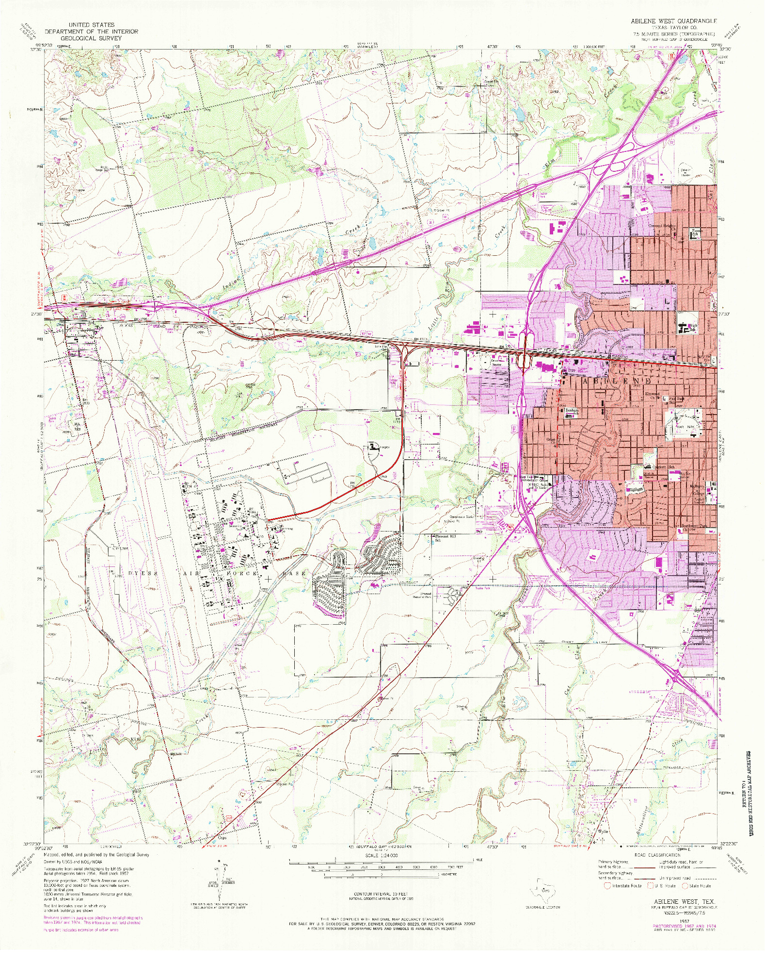 USGS 1:24000-SCALE QUADRANGLE FOR ABILENE WEST, TX 1957