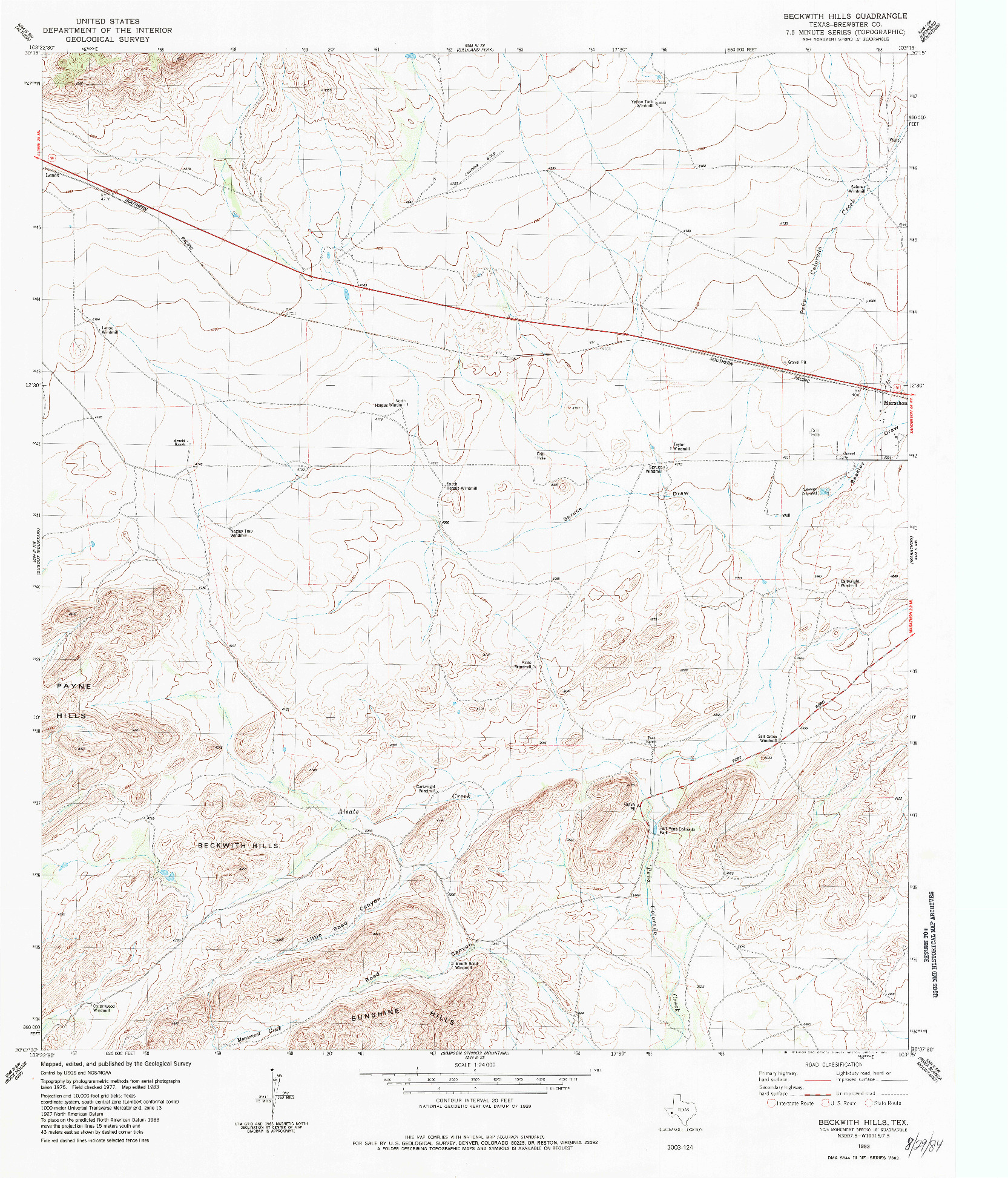 USGS 1:24000-SCALE QUADRANGLE FOR BECKWITH HILLS, TX 1983