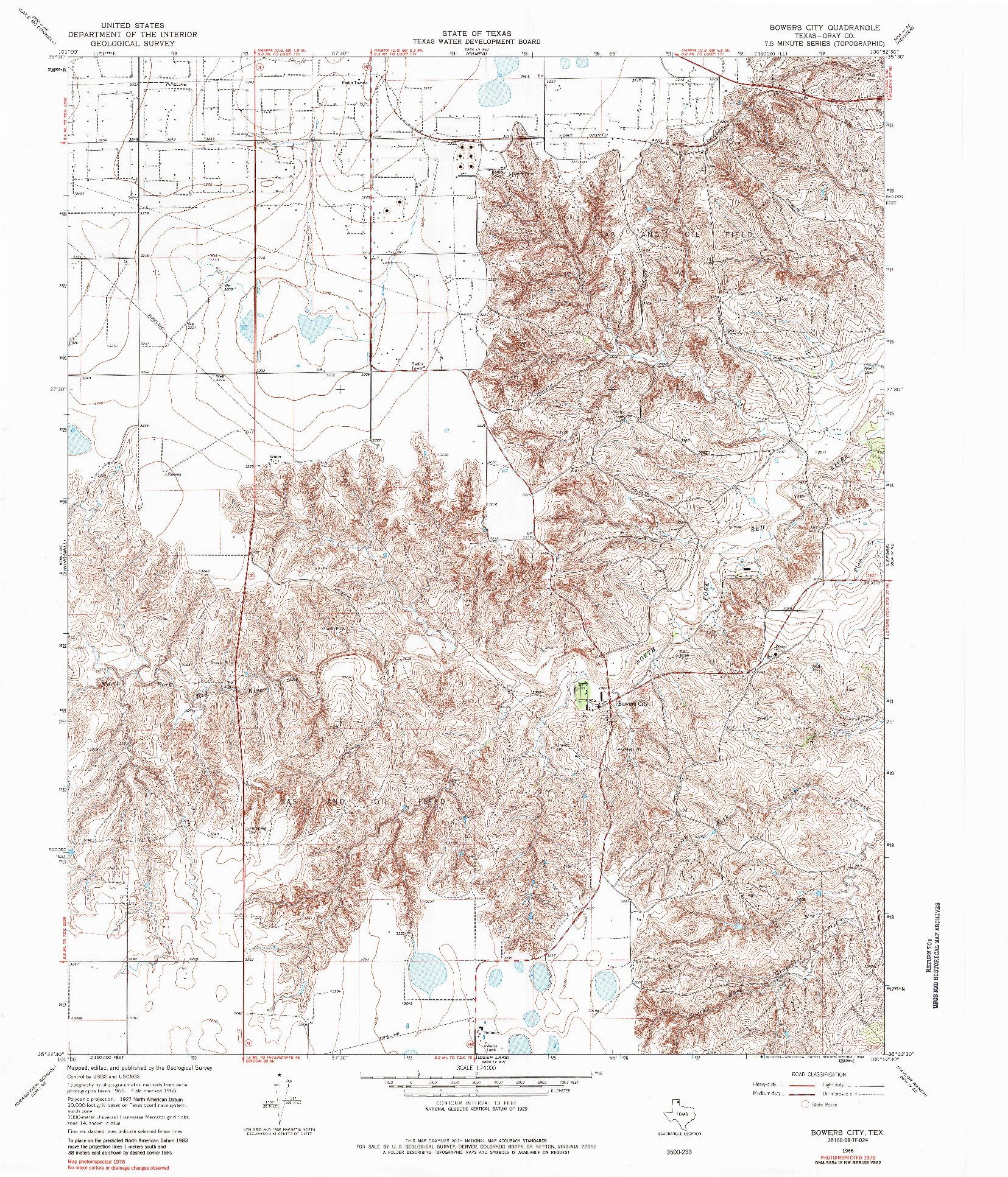 USGS 1:24000-SCALE QUADRANGLE FOR BOWERS CITY, TX 1966