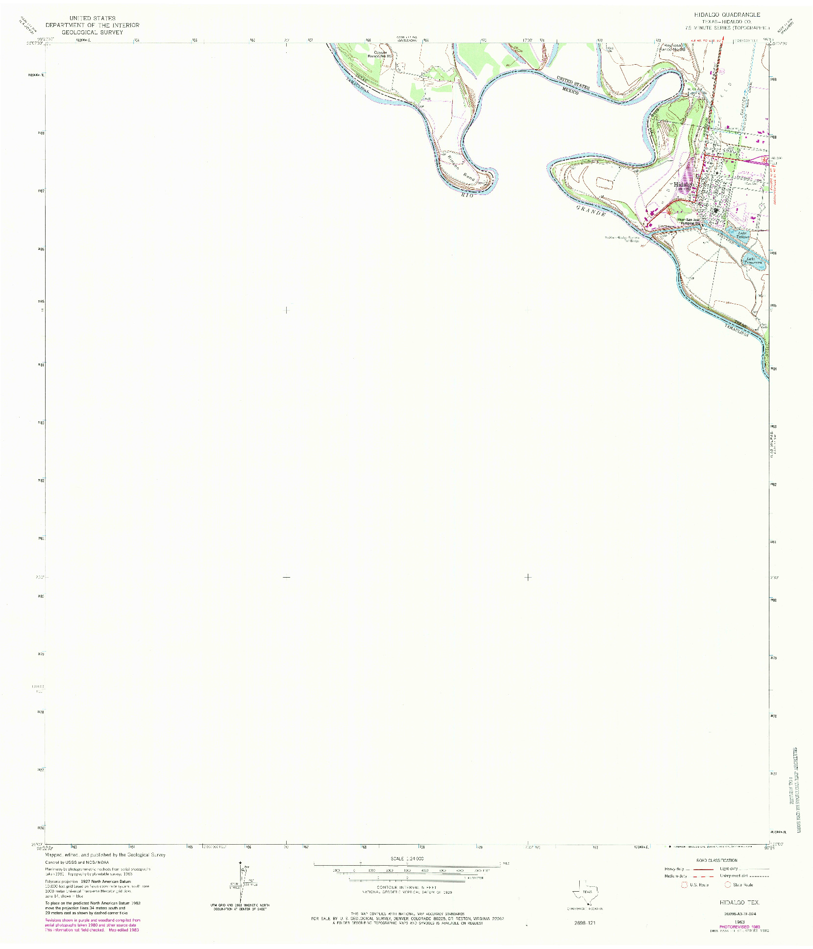 USGS 1:24000-SCALE QUADRANGLE FOR HIDALGO, TX 1963