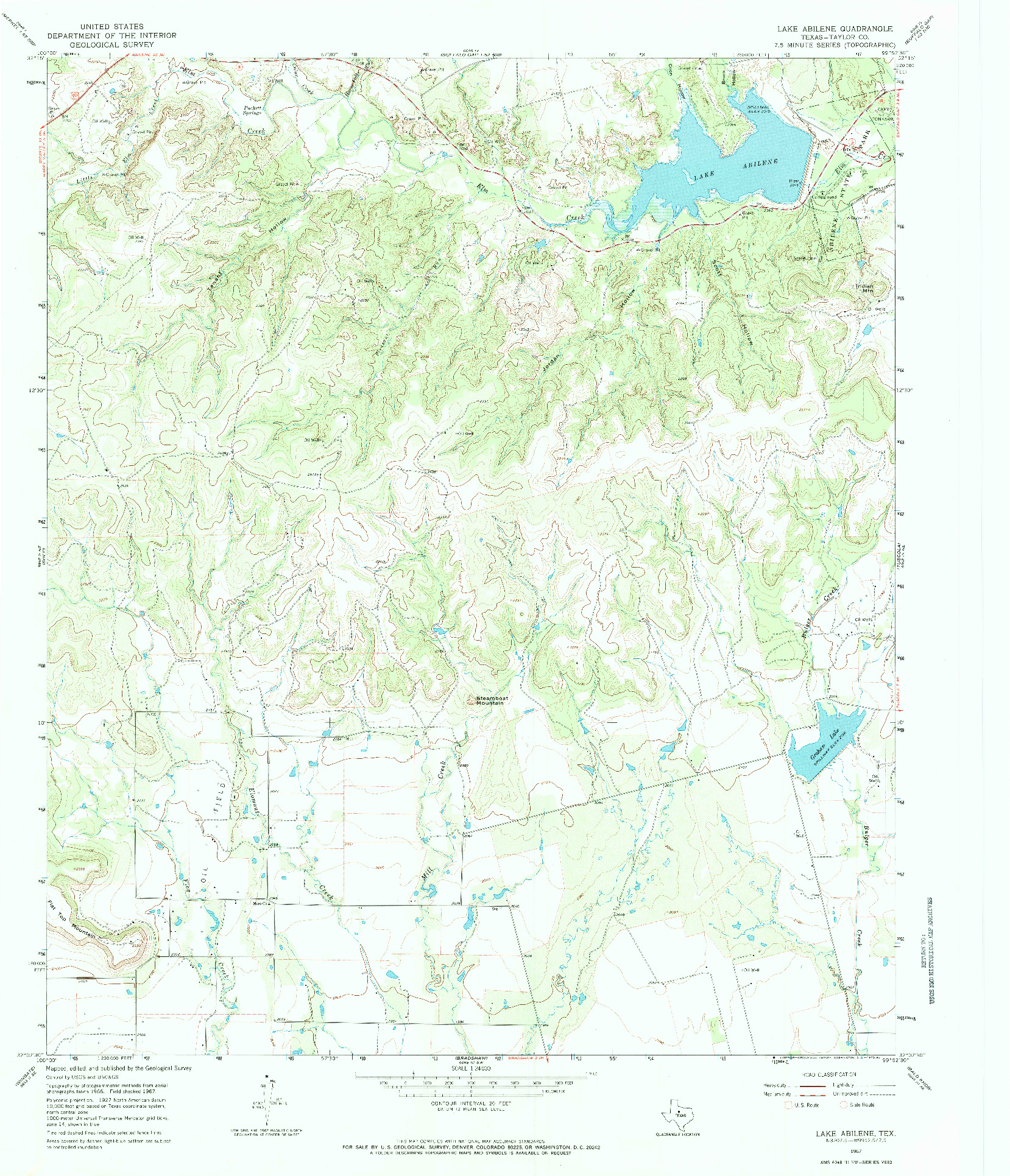 USGS 1:24000-SCALE QUADRANGLE FOR LAKE ABILENE, TX 1967