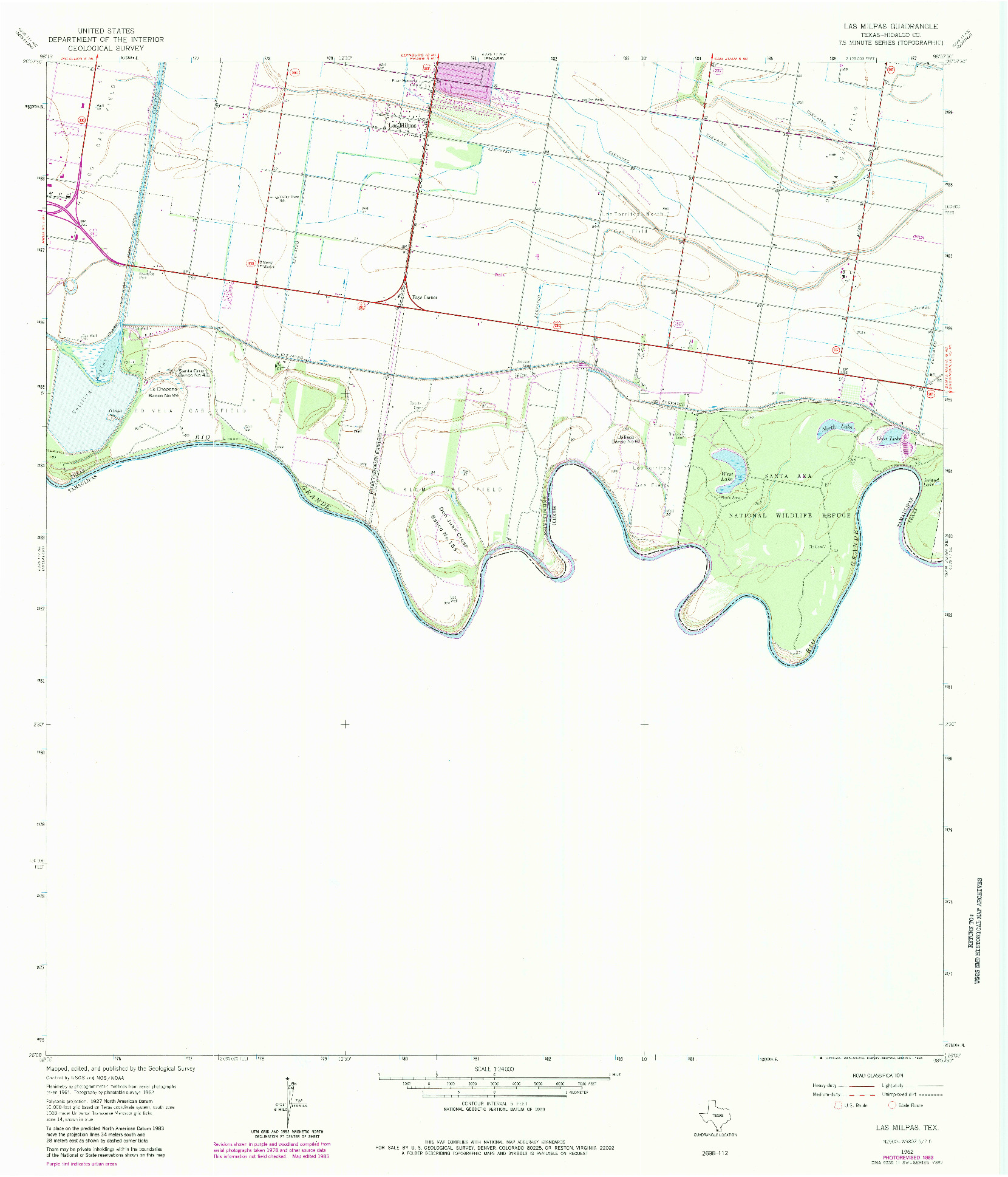 USGS 1:24000-SCALE QUADRANGLE FOR LAS MILPAS, TX 1962