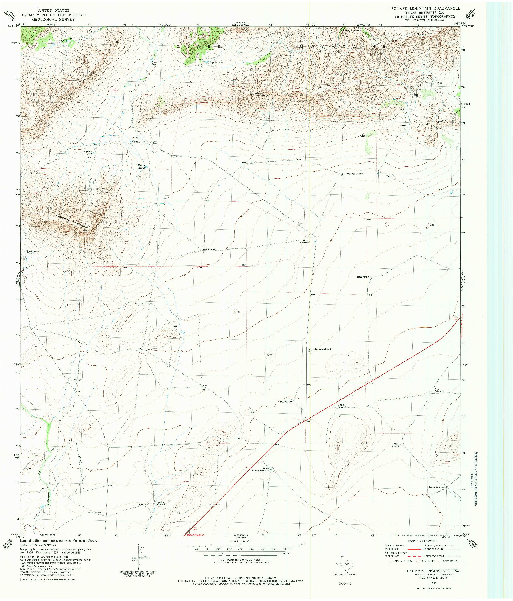 USGS 1:24000-SCALE QUADRANGLE FOR LEONARD MOUNTAIN, TX 1983