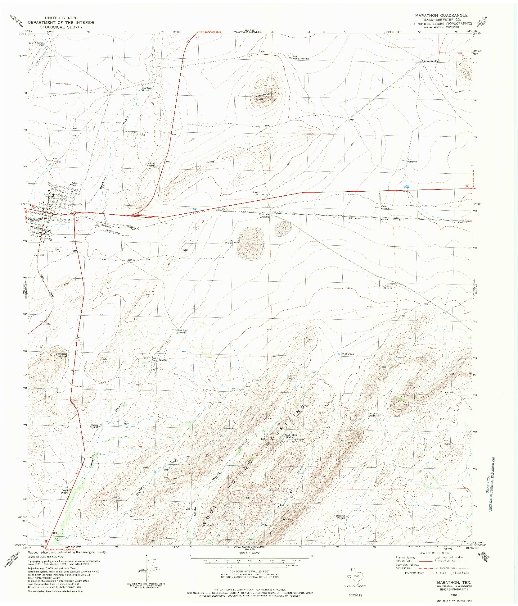 USGS 1:24000-SCALE QUADRANGLE FOR MARATHON, TX 1983