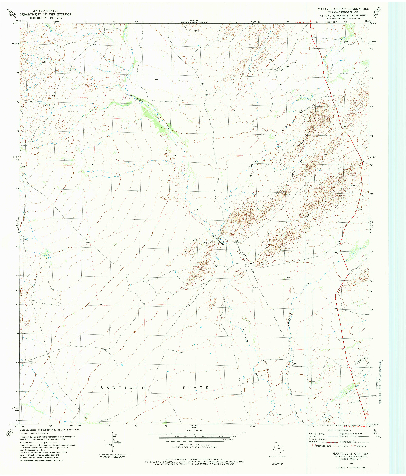 USGS 1:24000-SCALE QUADRANGLE FOR MARAVILLAS GAP, TX 1983