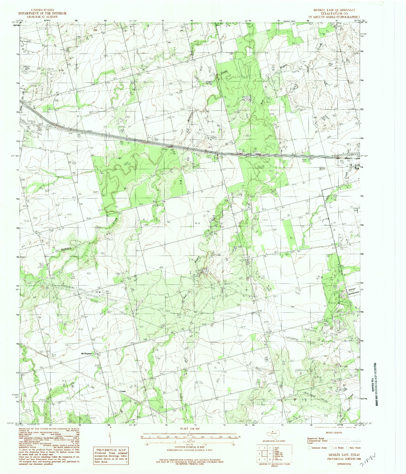 USGS 1:24000-SCALE QUADRANGLE FOR MERKEL EAST, TX 1984