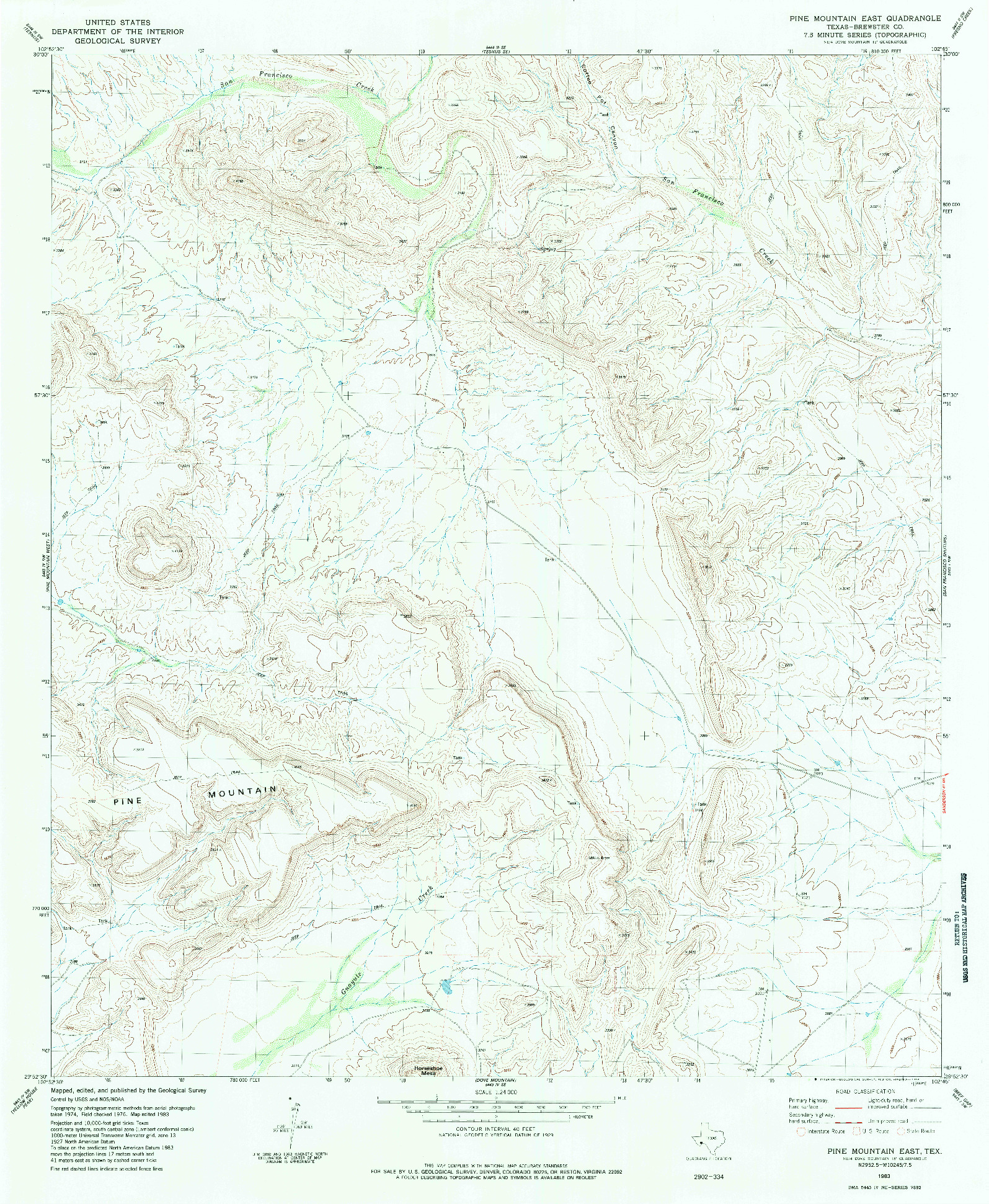 USGS 1:24000-SCALE QUADRANGLE FOR PINE MOUNTAIN EAST, TX 1983