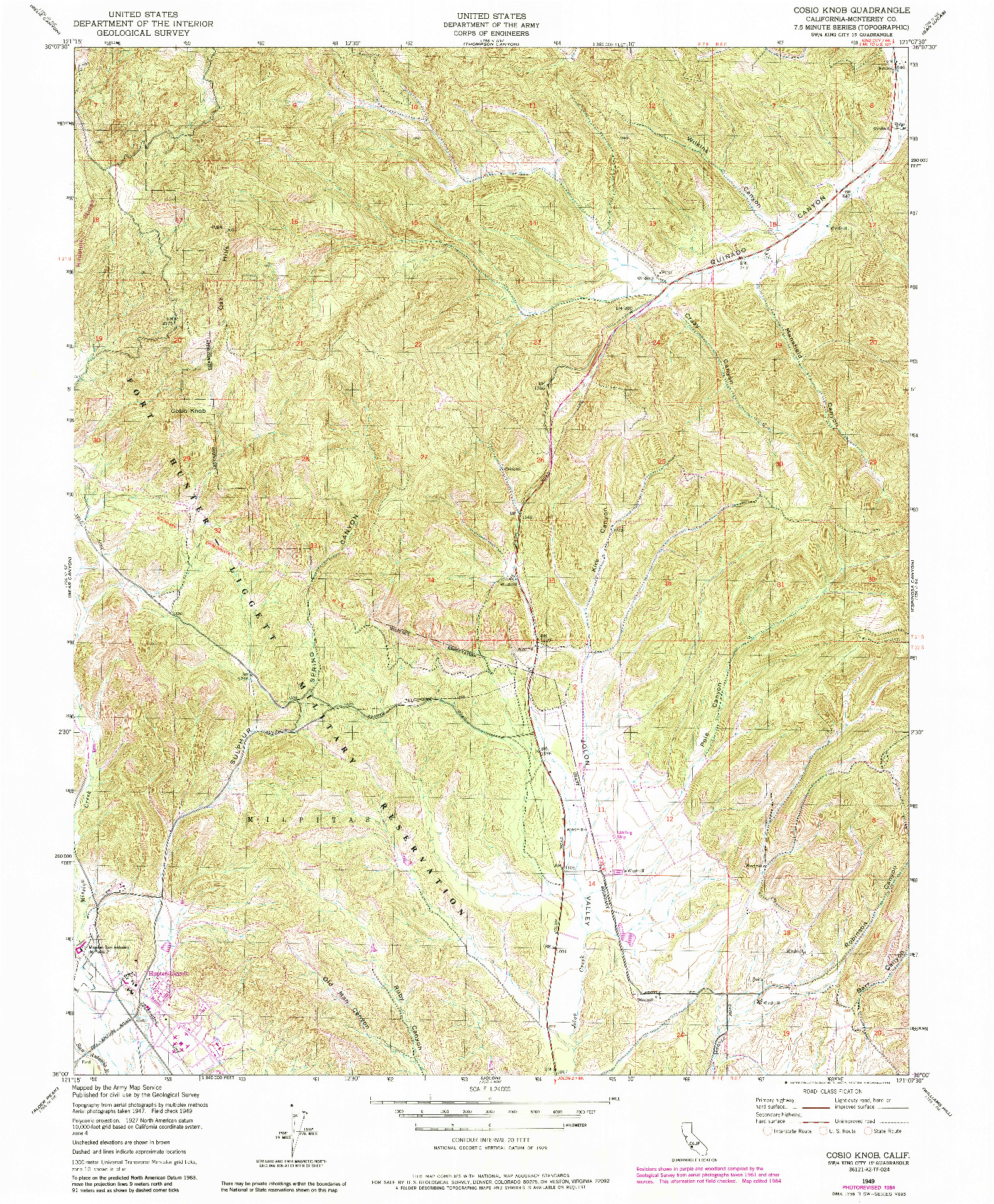 USGS 1:24000-SCALE QUADRANGLE FOR COSIO KNOB, CA 1949