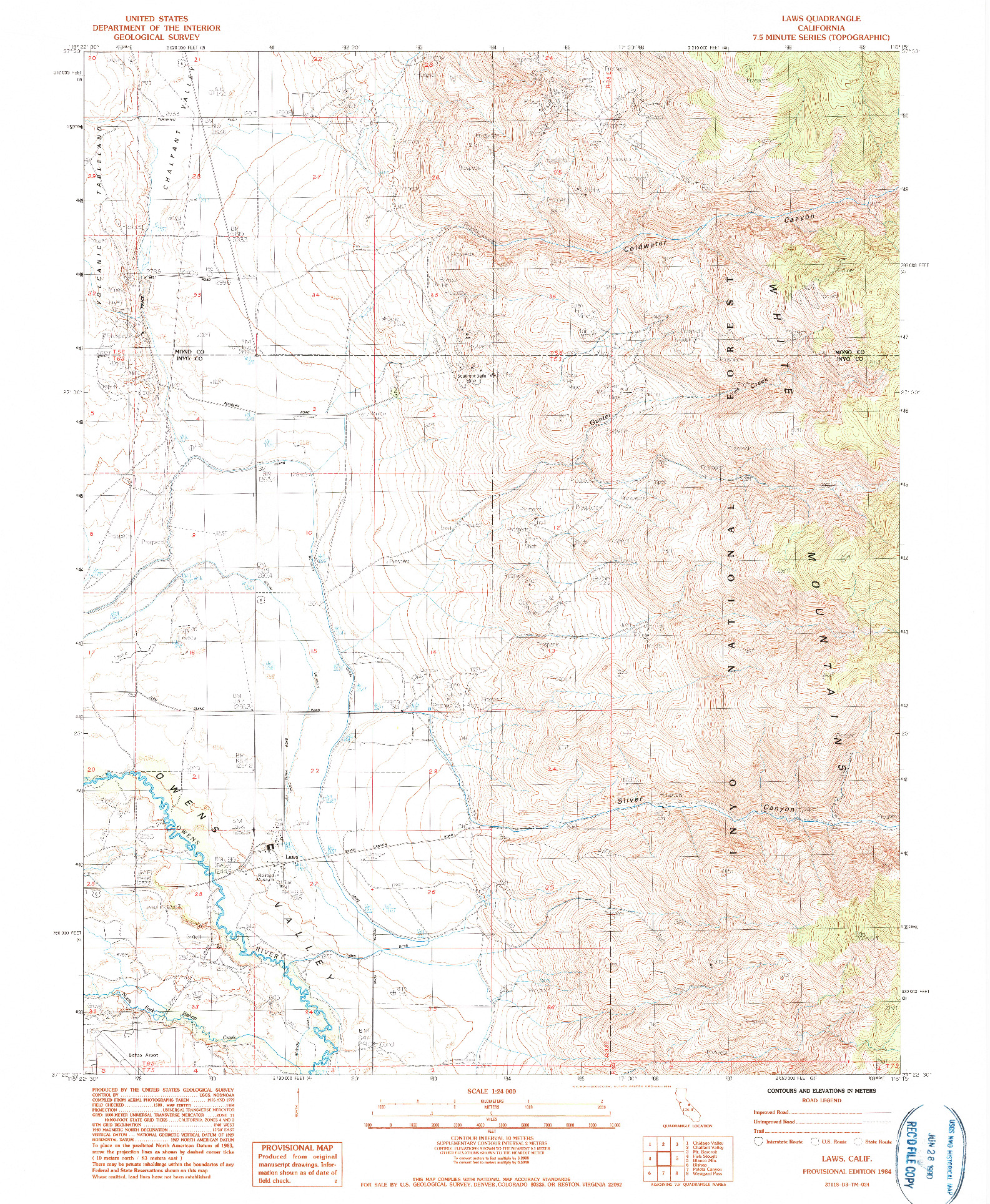 USGS 1:24000-SCALE QUADRANGLE FOR LAWS, CA 1984