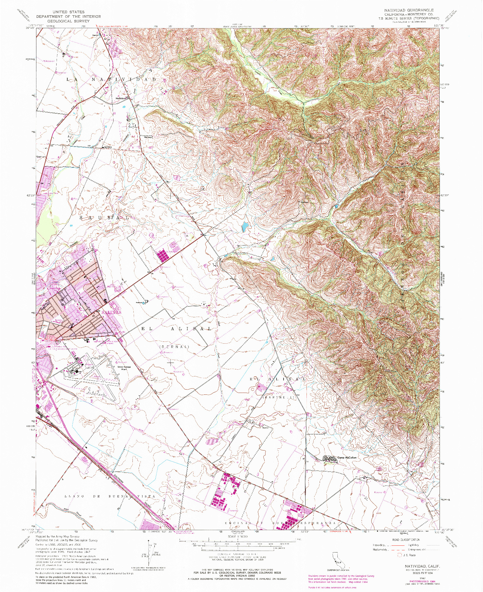 USGS 1:24000-SCALE QUADRANGLE FOR NATIVIDAD, CA 1947