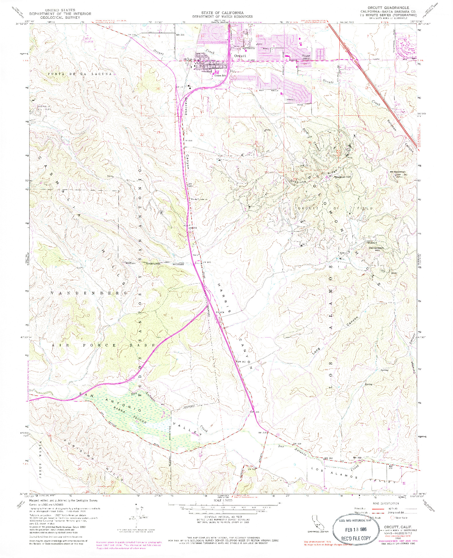 USGS 1:24000-SCALE QUADRANGLE FOR ORCUTT, CA 1959