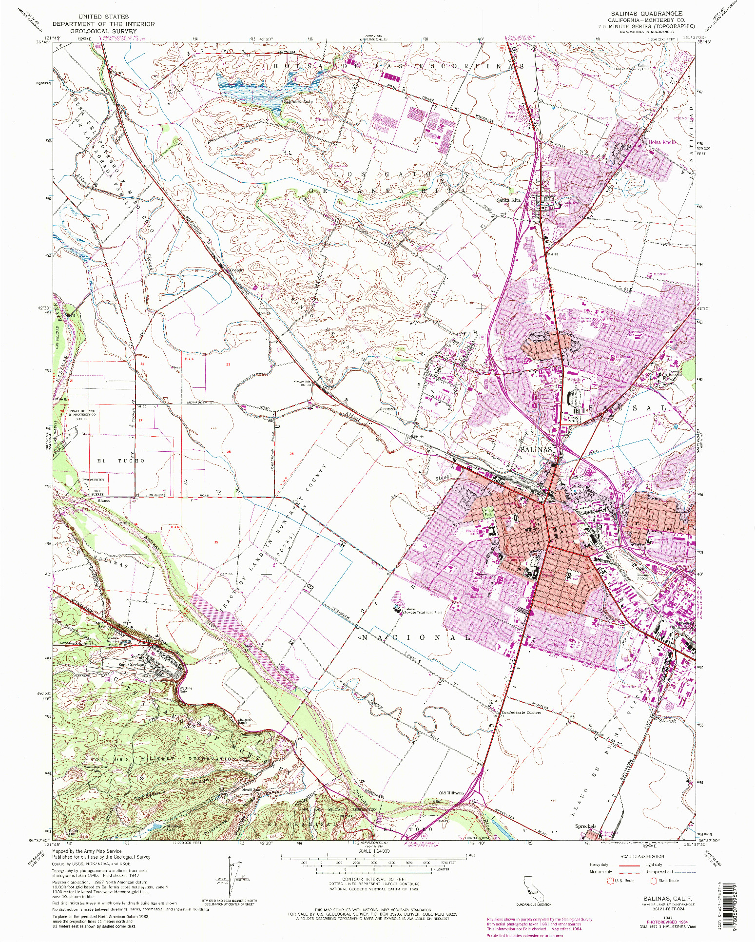 USGS 1:24000-SCALE QUADRANGLE FOR SALINAS, CA 1947