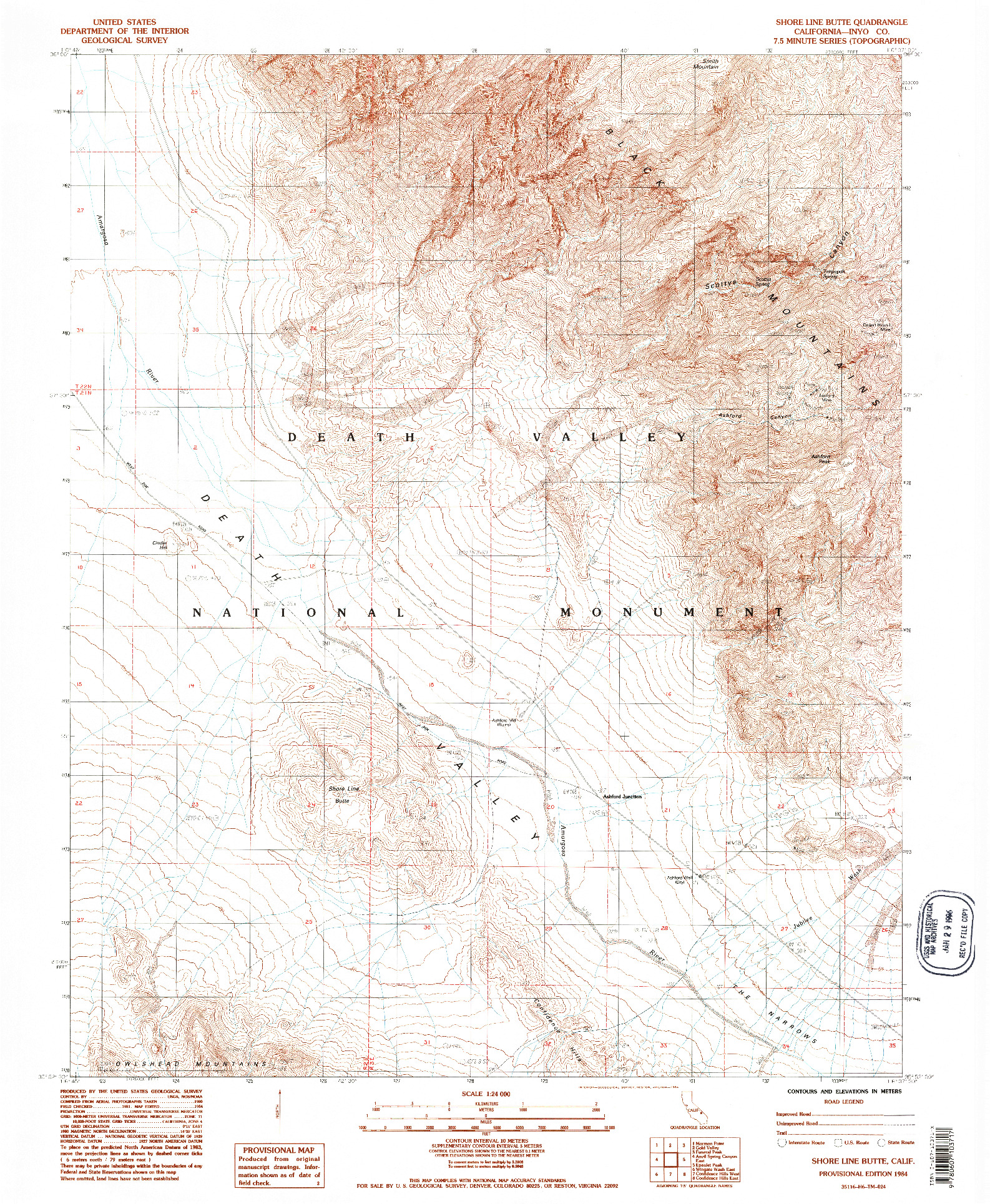 USGS 1:24000-SCALE QUADRANGLE FOR SHORE LINE BUTTE, CA 1984