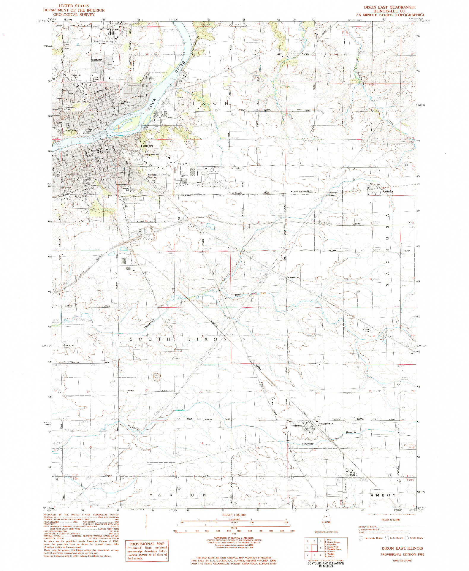 USGS 1:24000-SCALE QUADRANGLE FOR DIXON EAST, IL 1983