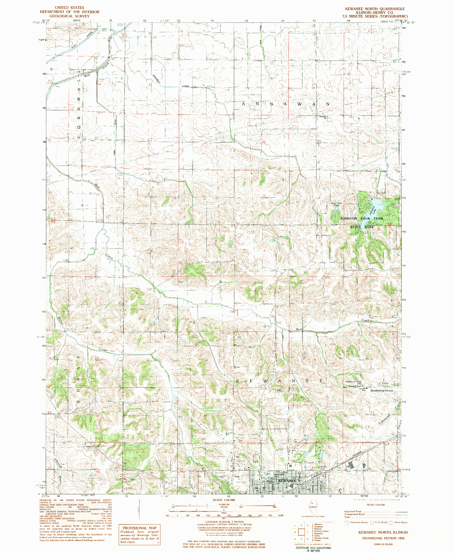 USGS 1:24000-SCALE QUADRANGLE FOR KEWANEE NORTH, IL 1983