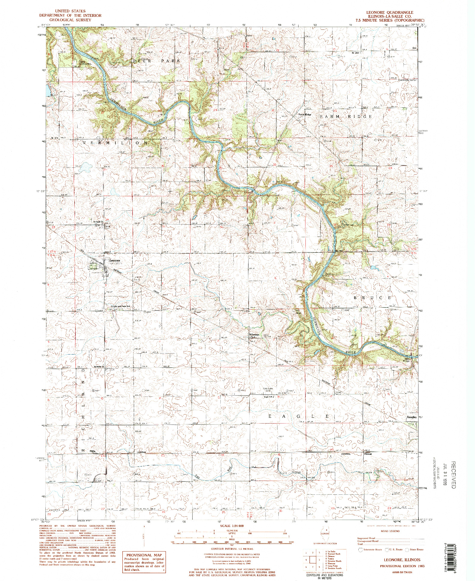 USGS 1:24000-SCALE QUADRANGLE FOR LEONORE, IL 1983