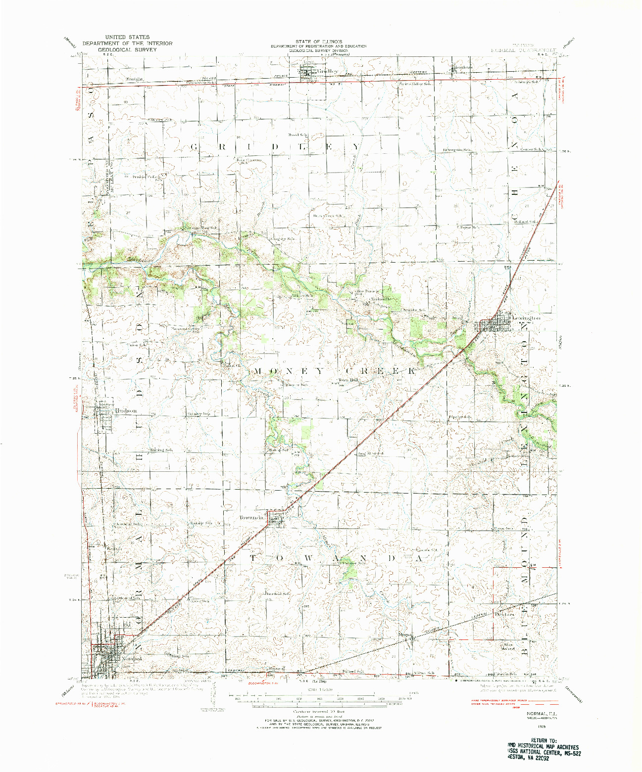 USGS 1:62500-SCALE QUADRANGLE FOR NORMAL, IL 1926