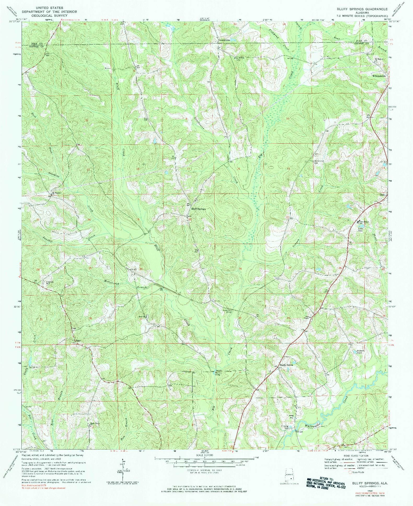 USGS 1:24000-SCALE QUADRANGLE FOR BLUFF SPRINGS, AL 1968