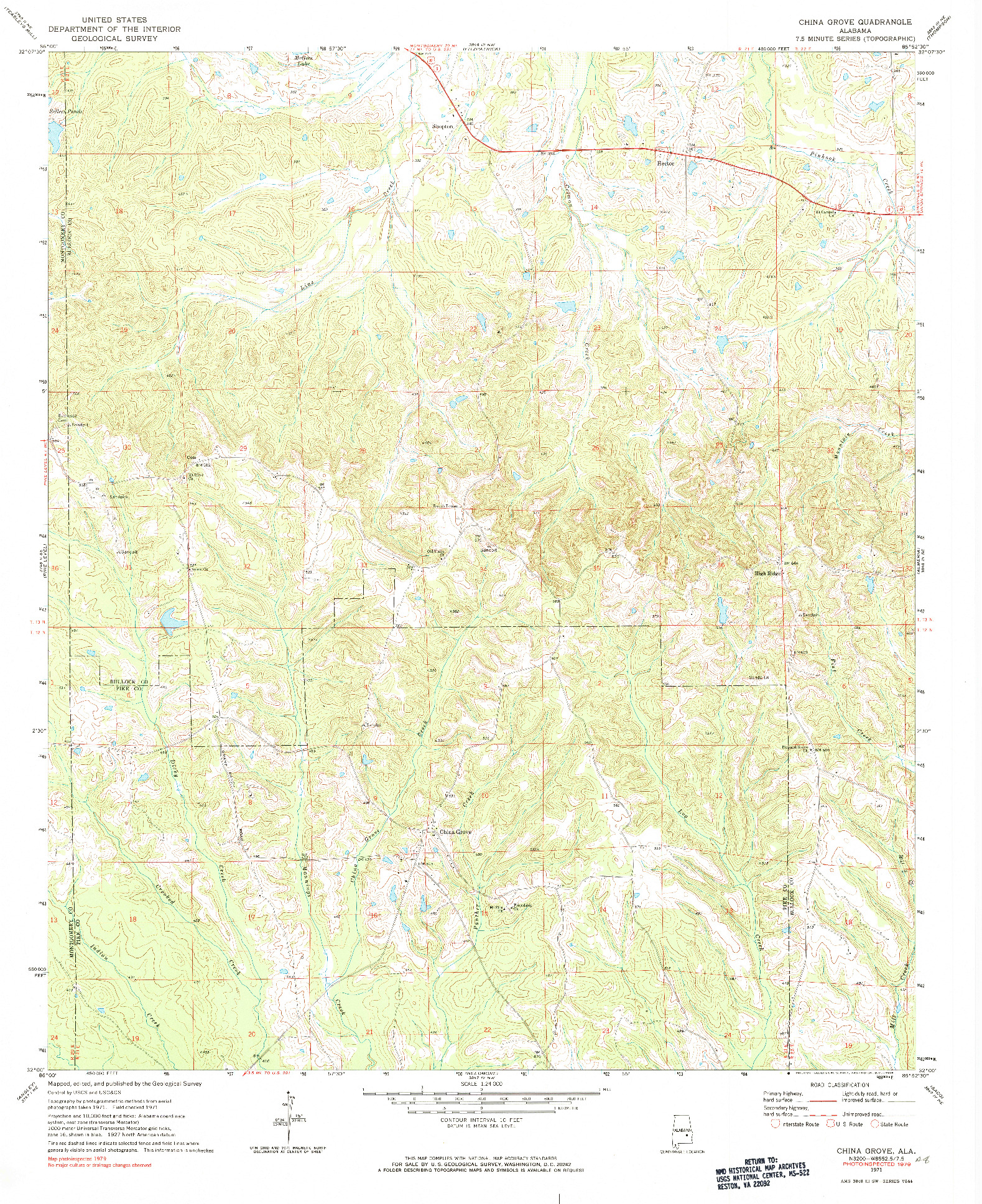 USGS 1:24000-SCALE QUADRANGLE FOR CHINA GROVE, AL 1971