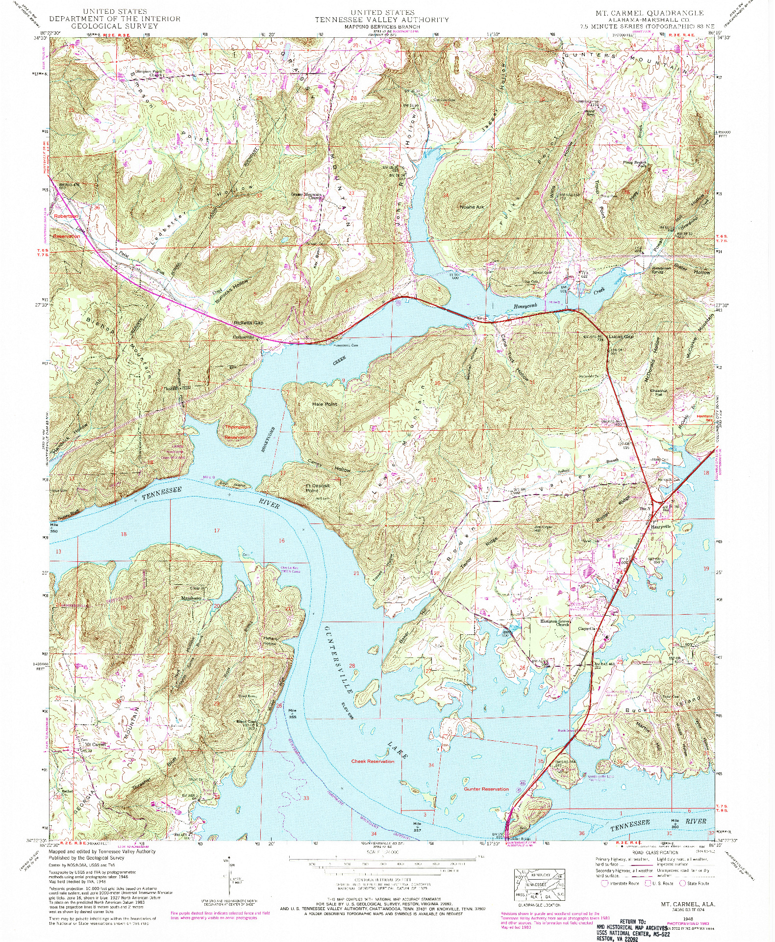 USGS 1:24000-SCALE QUADRANGLE FOR MT CARMEL, AL 1984