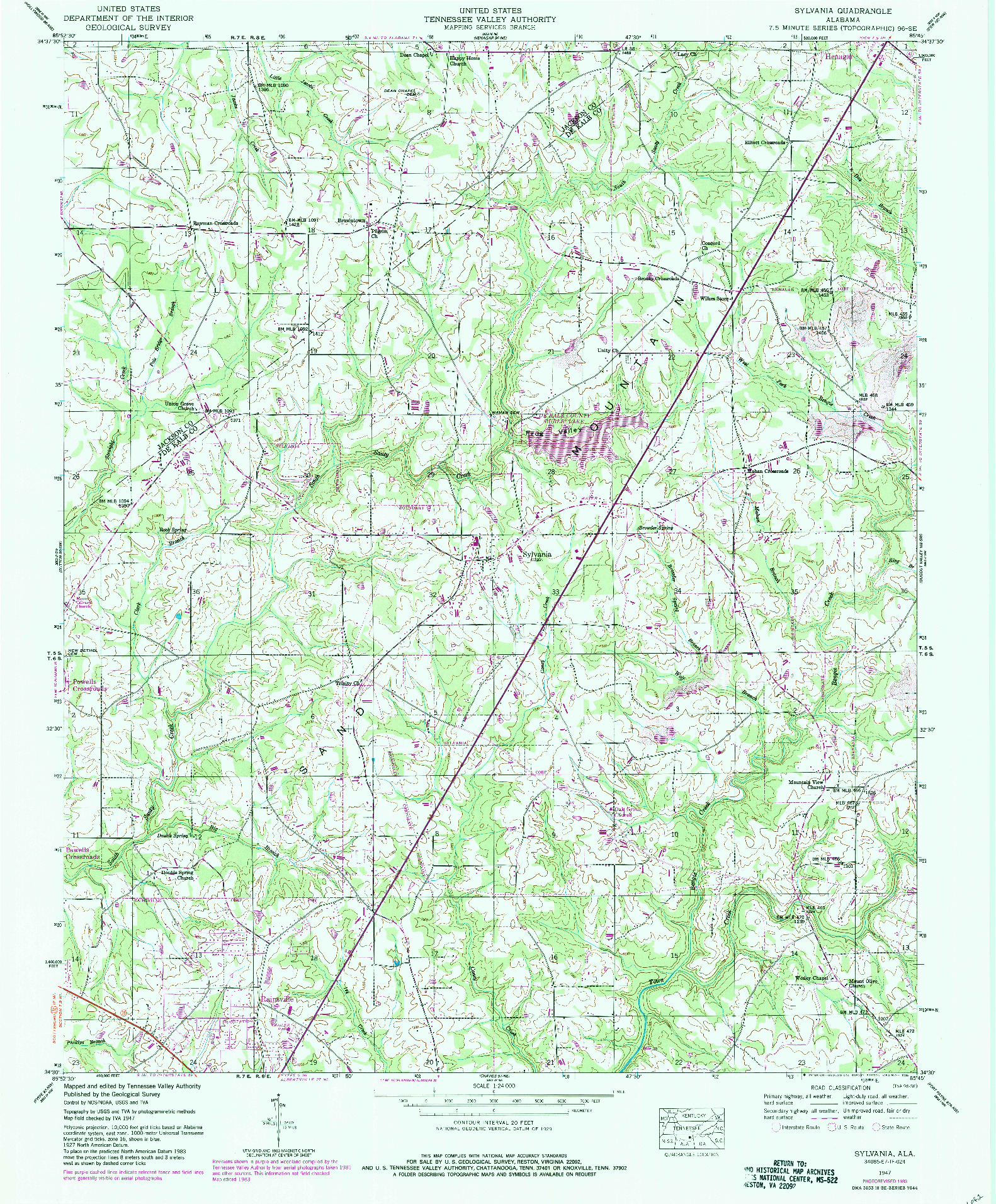USGS 1:24000-SCALE QUADRANGLE FOR SYLVANIA, AL 1947