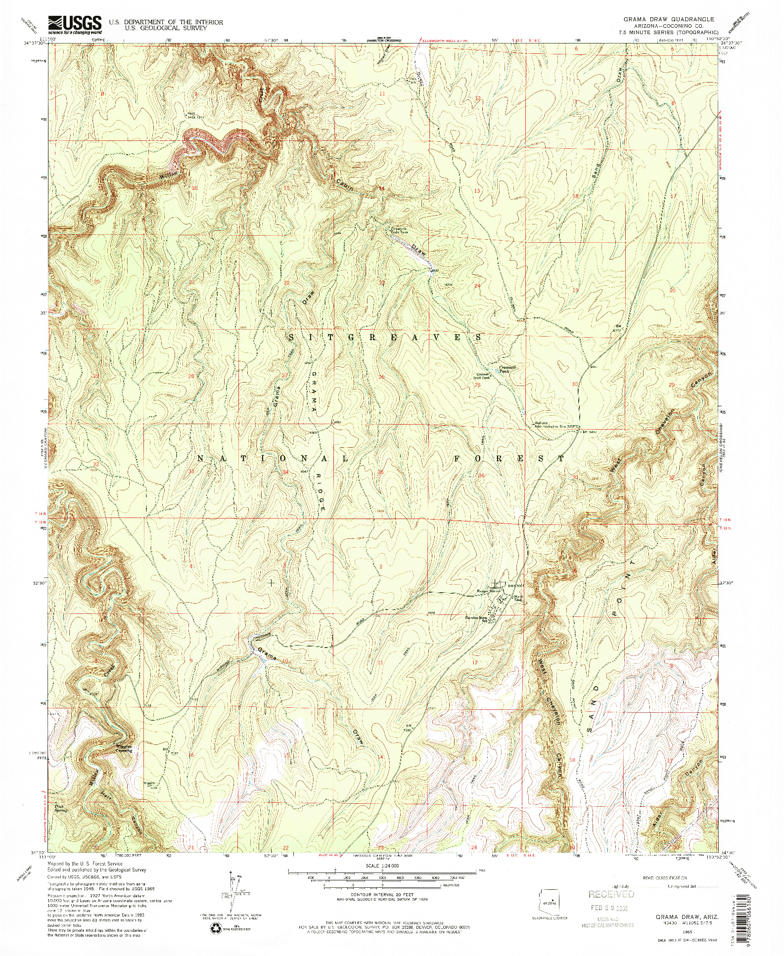 USGS 1:24000-SCALE QUADRANGLE FOR GRAMA DRAW, AZ 1965