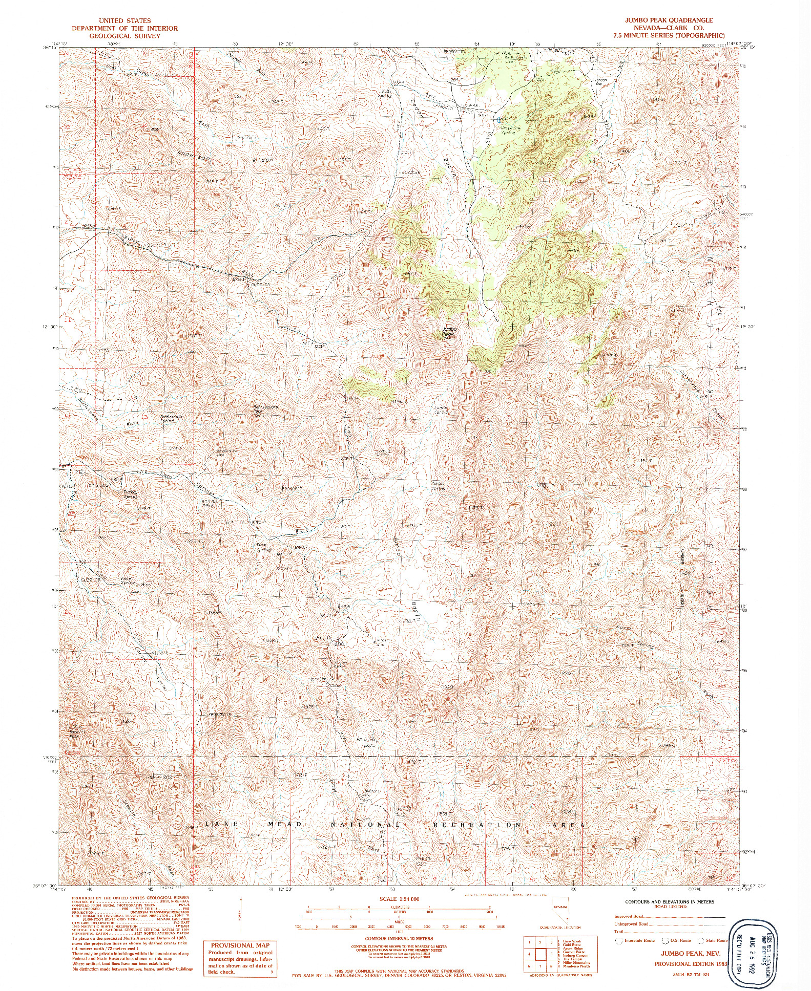 USGS 1:24000-SCALE QUADRANGLE FOR JUMBO PEAK, NV 1983