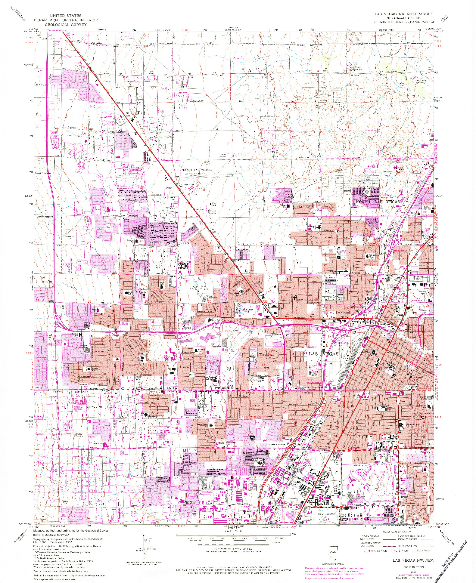 USGS 1:24000-SCALE QUADRANGLE FOR LAS VEGAS NW, NV 1967