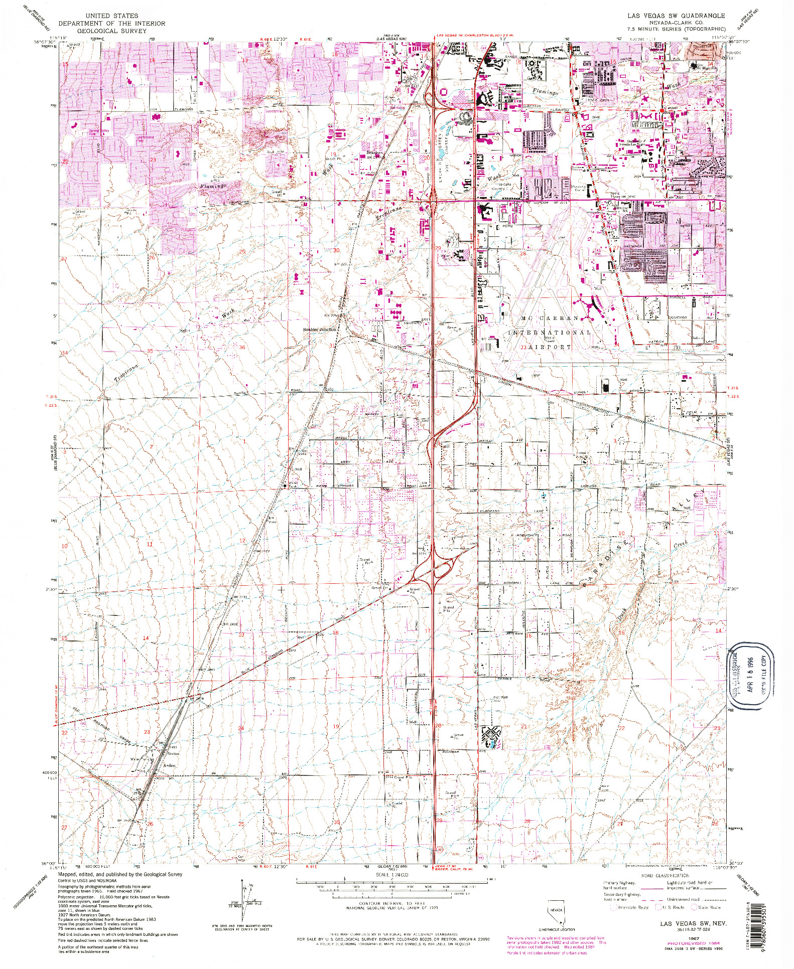 USGS 1:24000-SCALE QUADRANGLE FOR LAS VEGAS SW, NV 1967