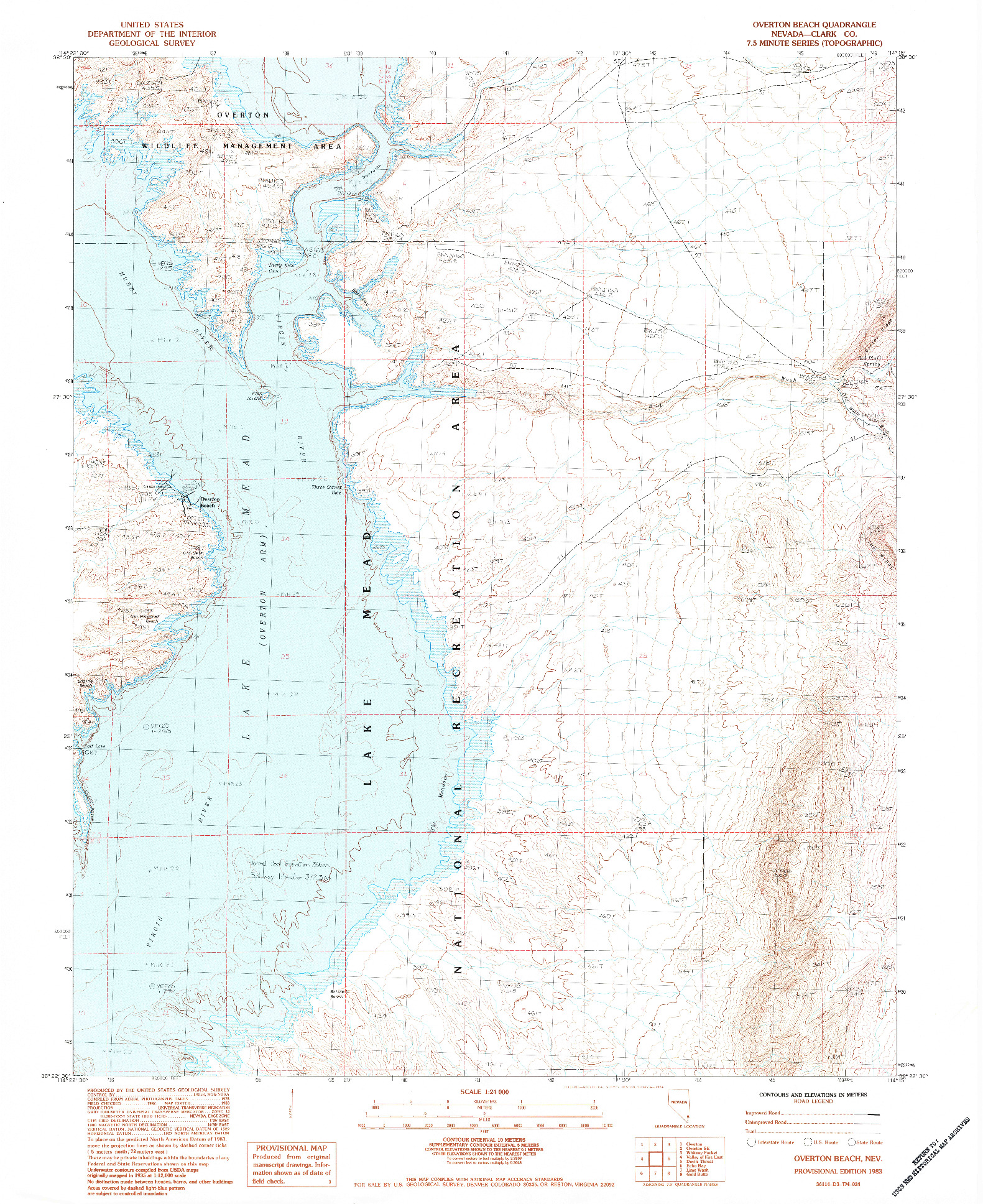 USGS 1:24000-SCALE QUADRANGLE FOR OVERTON BEACH, NV 1983