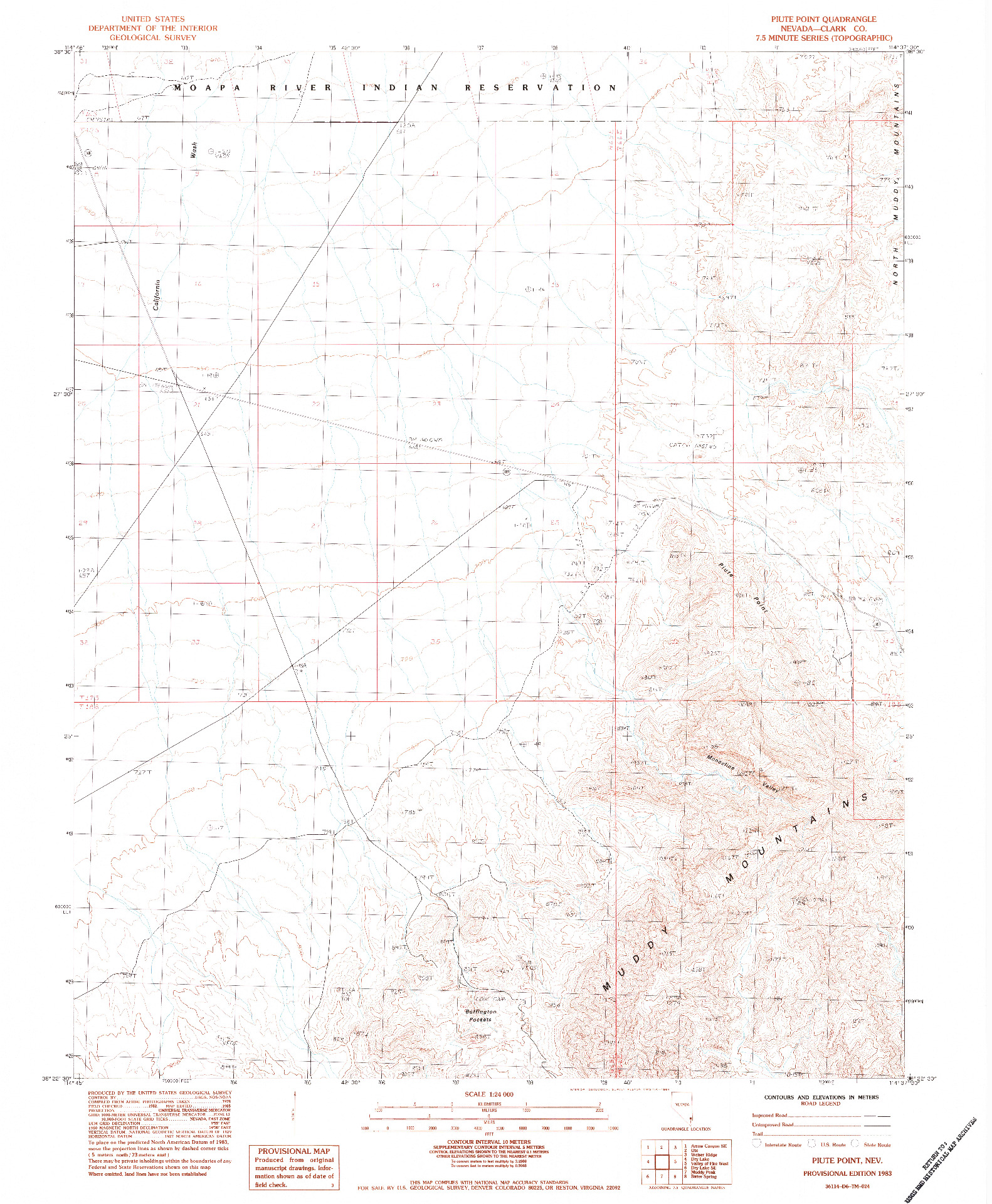 USGS 1:24000-SCALE QUADRANGLE FOR PIUTE POINT, NV 1983