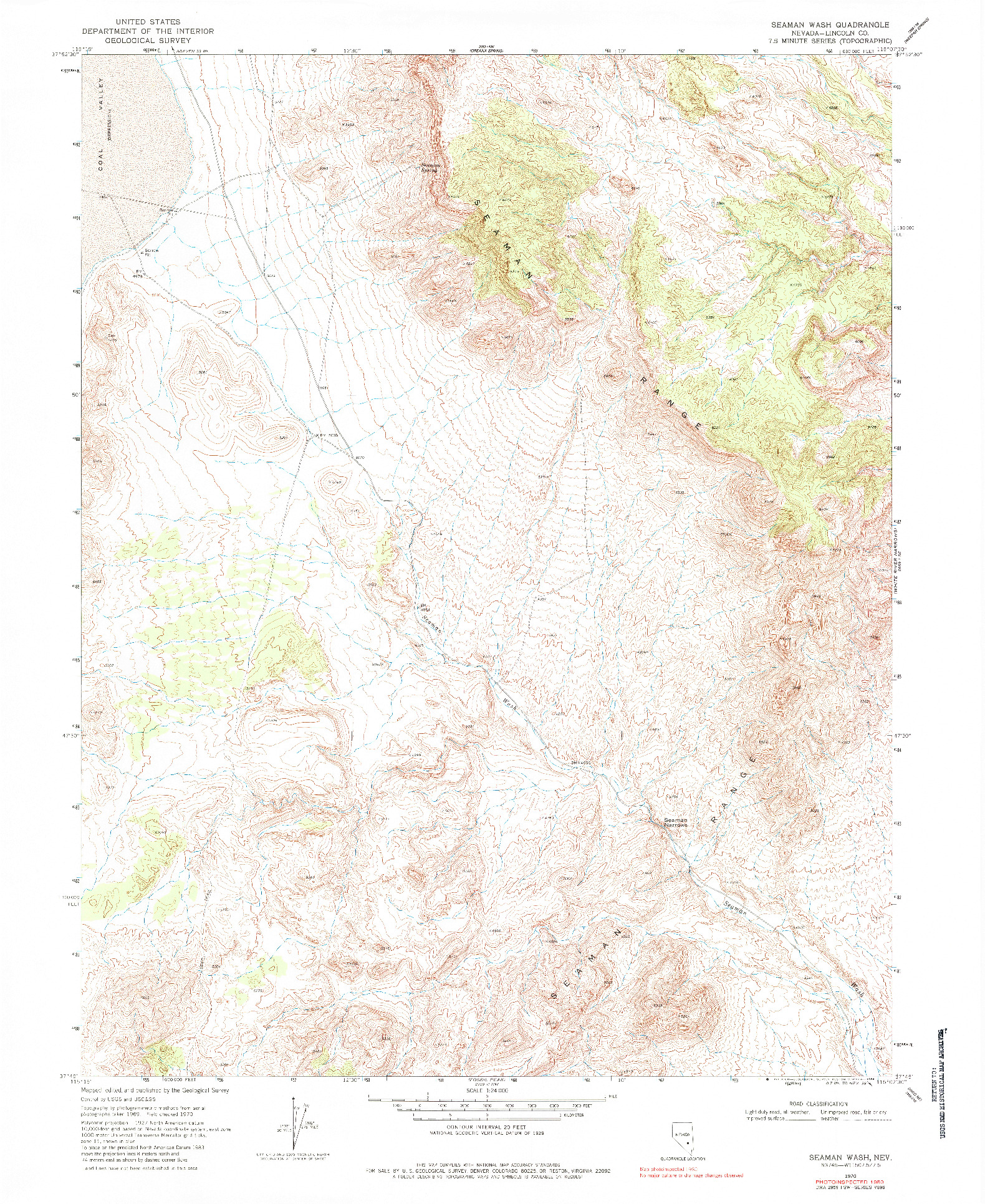 USGS 1:24000-SCALE QUADRANGLE FOR SEAMAN WASH, NV 1970