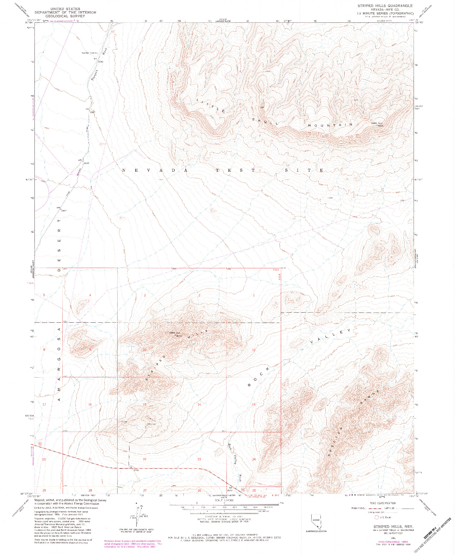 USGS 1:24000-SCALE QUADRANGLE FOR STRIPED HILLS, NV 1961