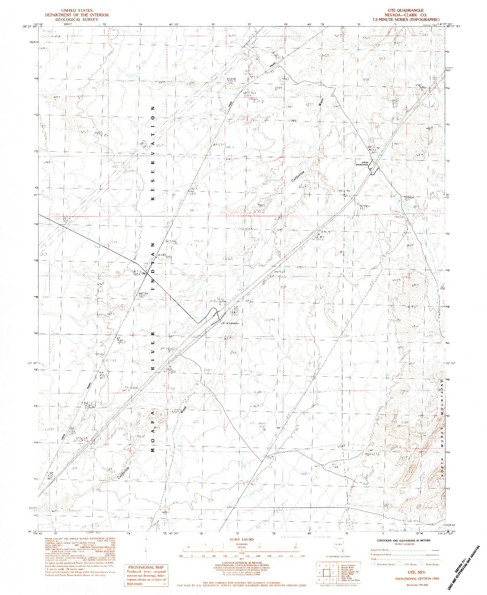 USGS 1:24000-SCALE QUADRANGLE FOR UTE, NV 1983