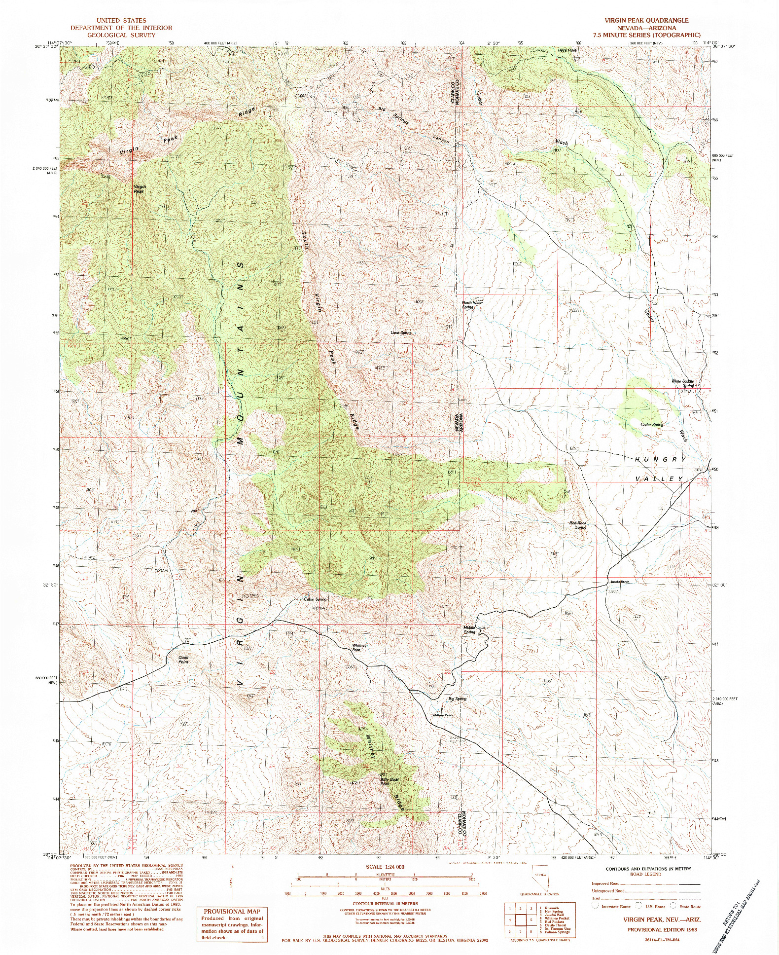 USGS 1:24000-SCALE QUADRANGLE FOR VIRGIN PEAK, NV 1983