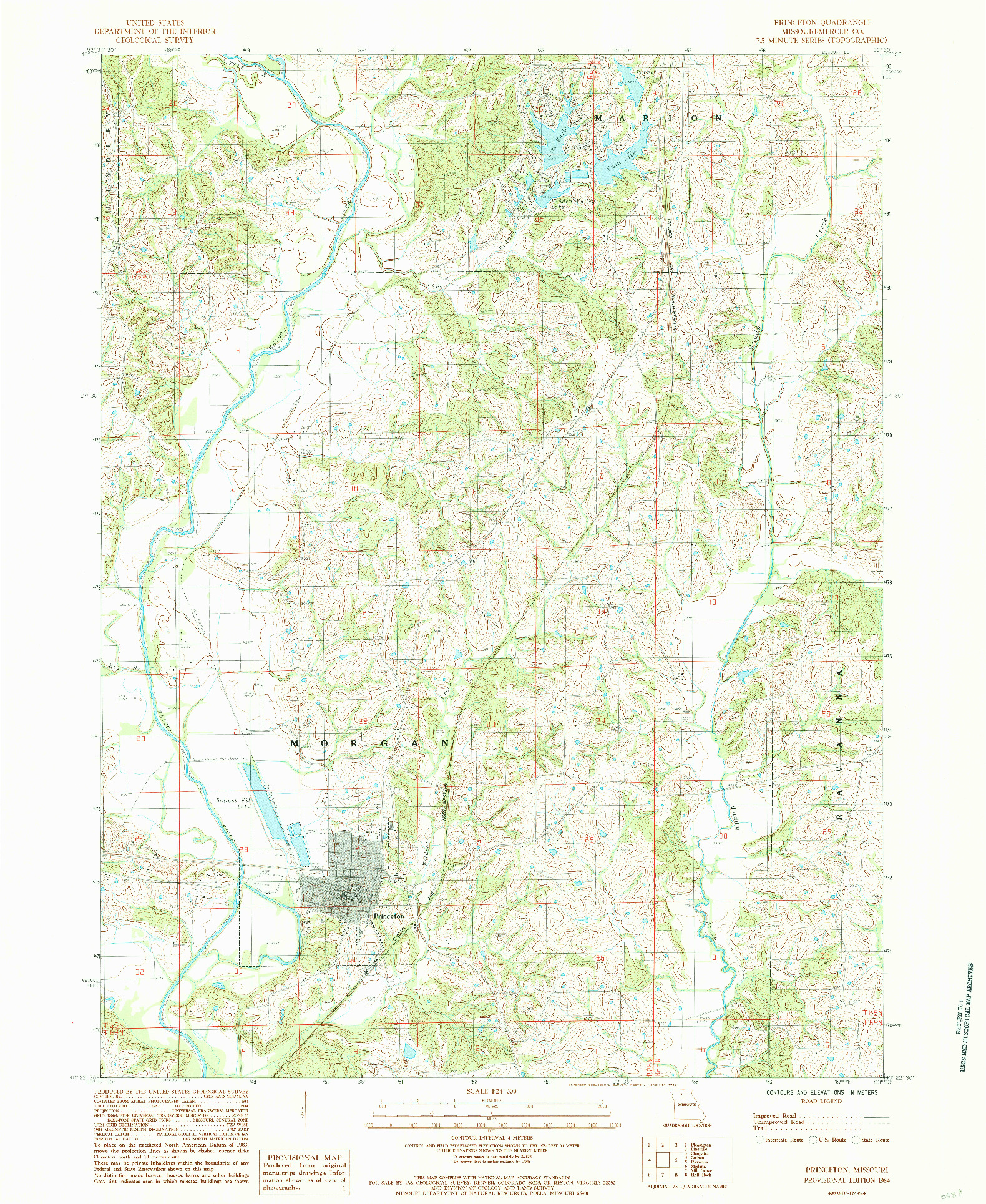 USGS 1:24000-SCALE QUADRANGLE FOR PRINCETON, MO 1984