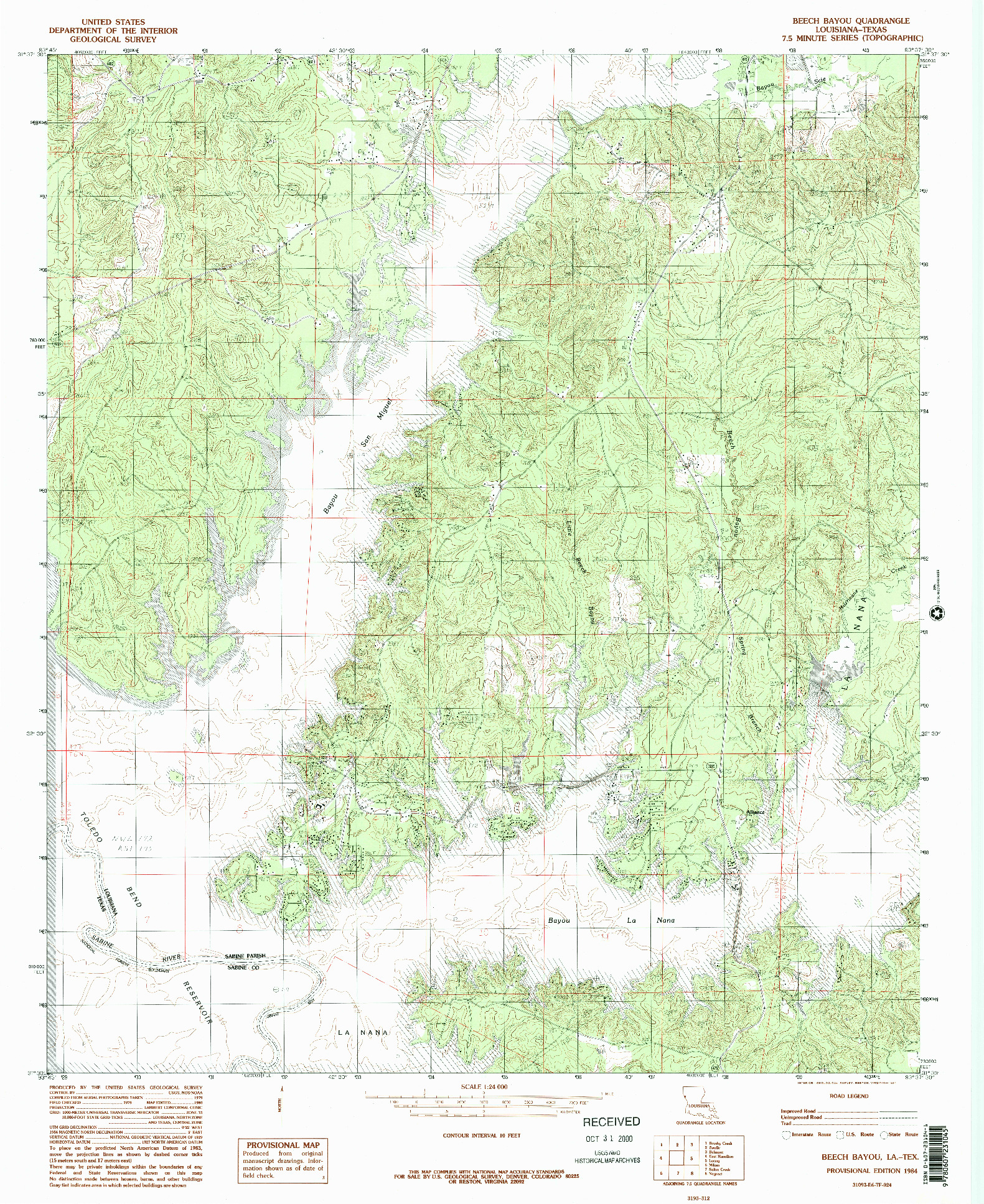 USGS 1:24000-SCALE QUADRANGLE FOR BEECH BAYOU, LA 1984
