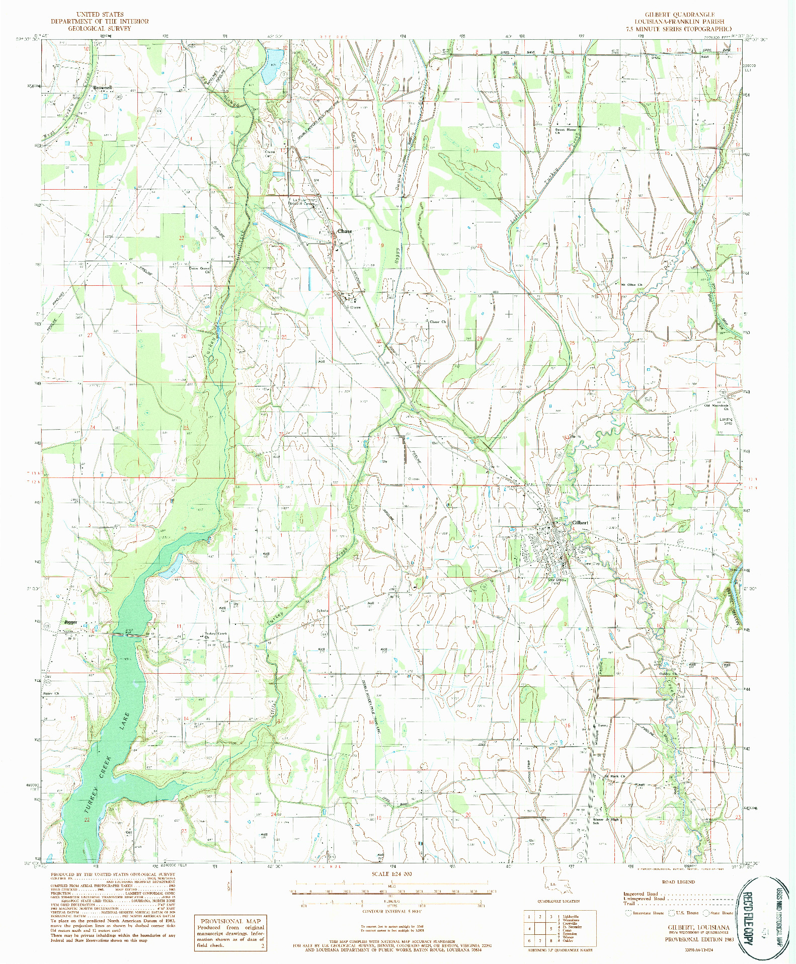 USGS 1:24000-SCALE QUADRANGLE FOR GILBERT, LA 1983