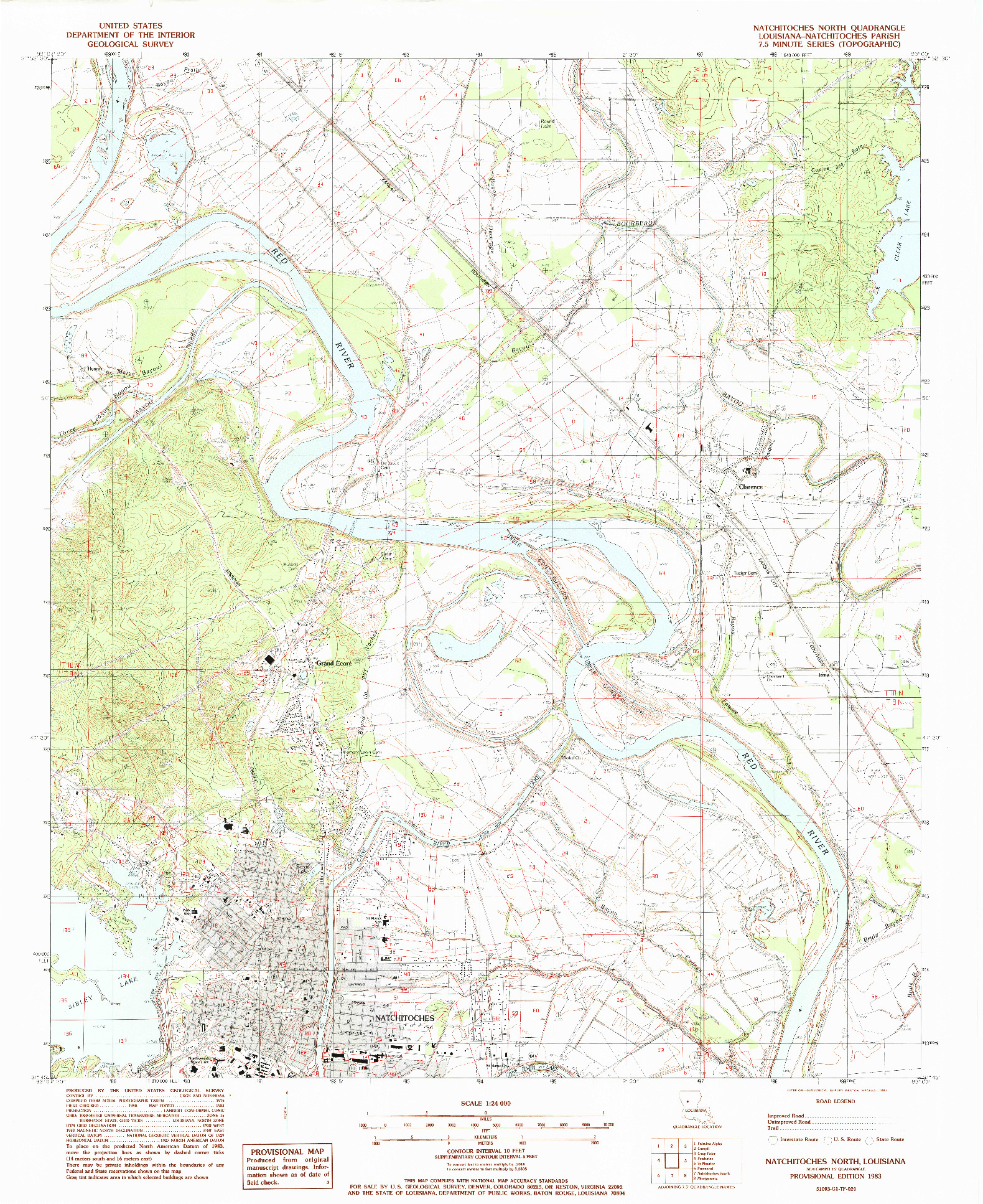 USGS 1:24000-SCALE QUADRANGLE FOR NATCHITOCHES NORTH, LA 1983