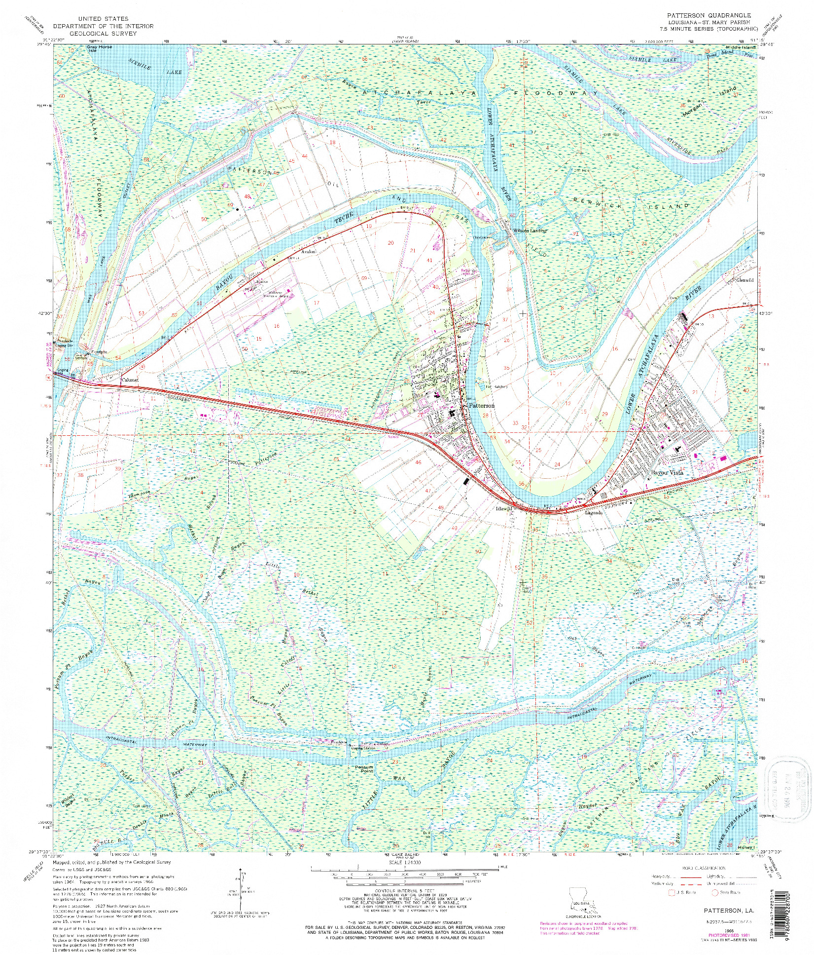 USGS 1:24000-SCALE QUADRANGLE FOR PATTERSON, LA 1966