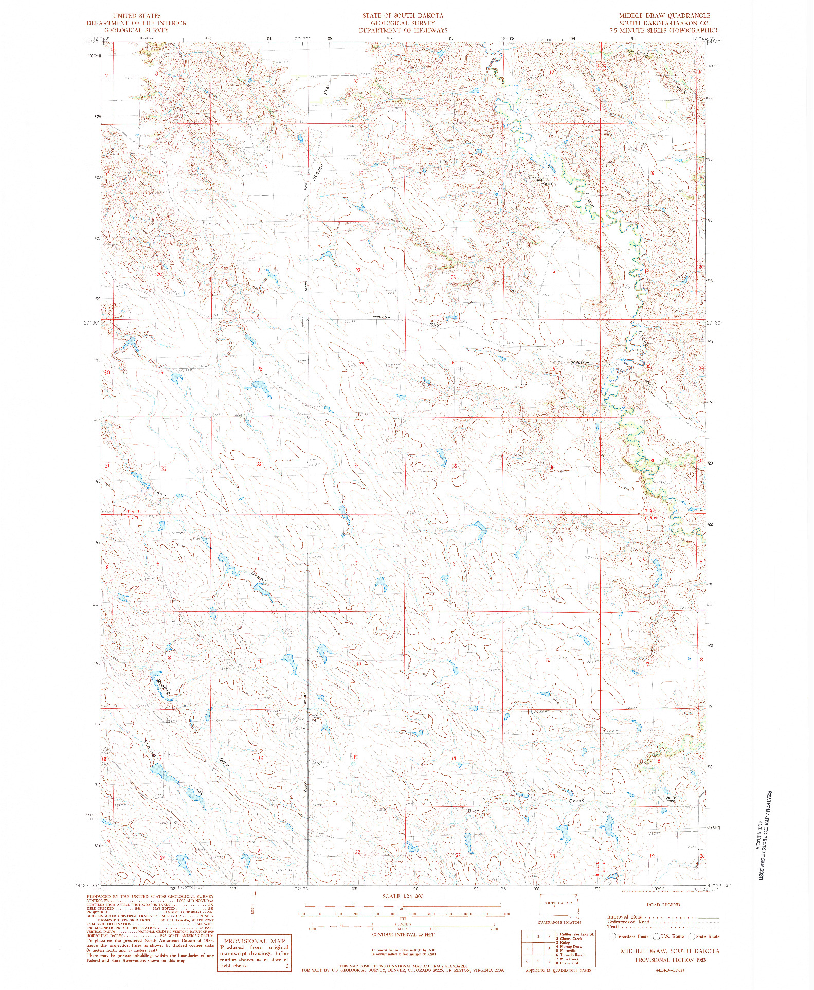 USGS 1:24000-SCALE QUADRANGLE FOR MIDDLE DRAW, SD 1983