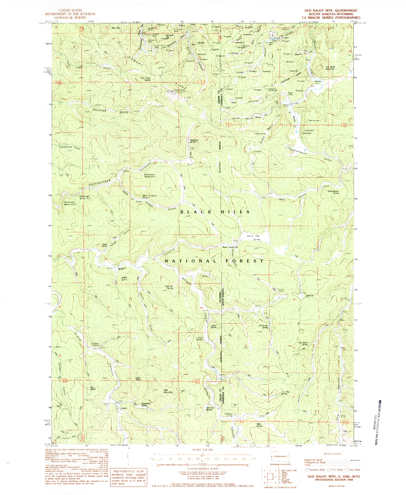 USGS 1:24000-SCALE QUADRANGLE FOR OLD BALDY MTN, SD 1984