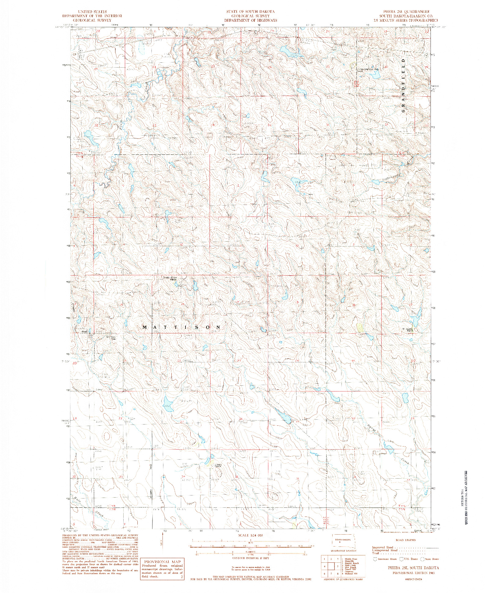 USGS 1:24000-SCALE QUADRANGLE FOR PHEBA 2SE, SD 1983