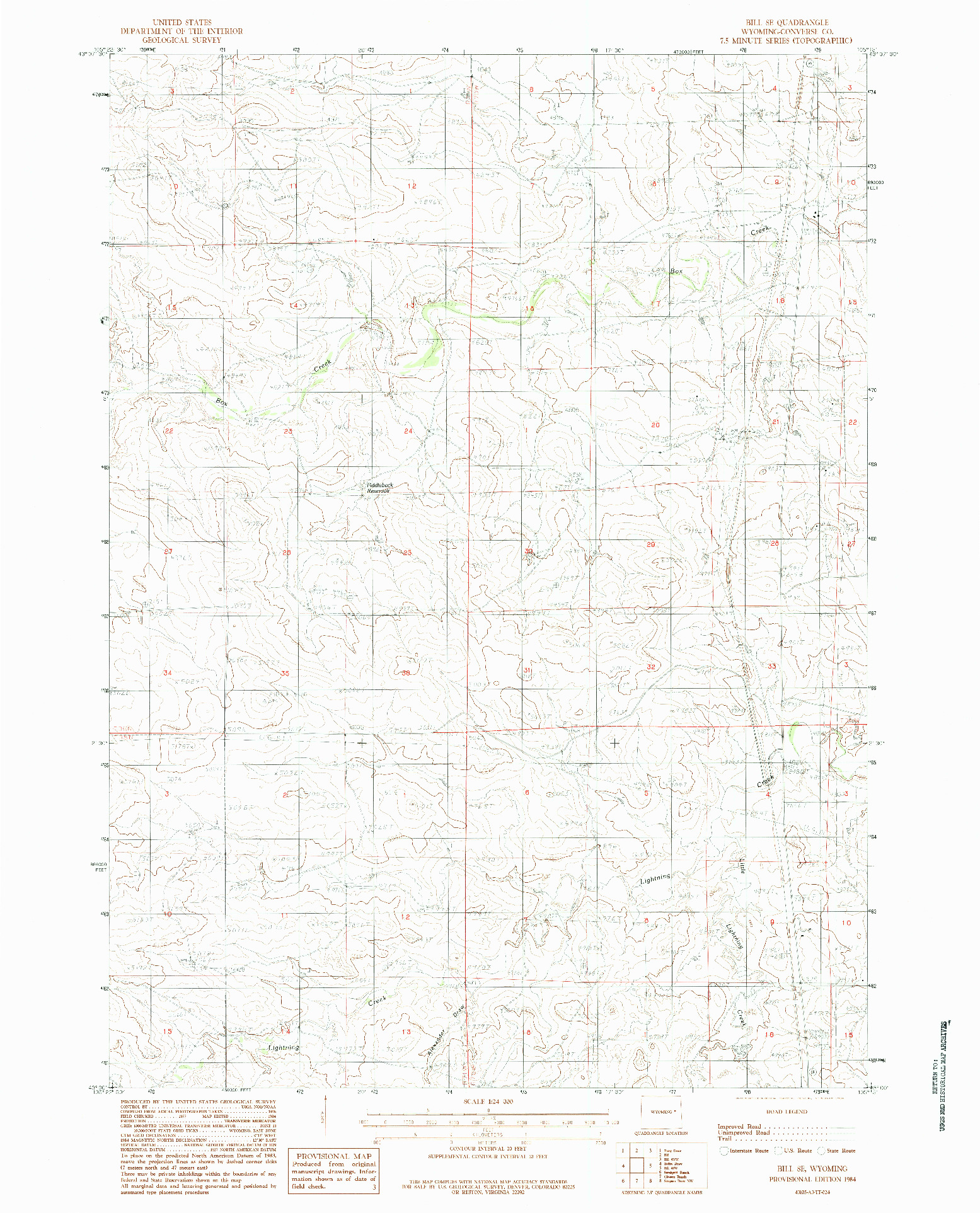 USGS 1:24000-SCALE QUADRANGLE FOR BILL SE, WY 1984