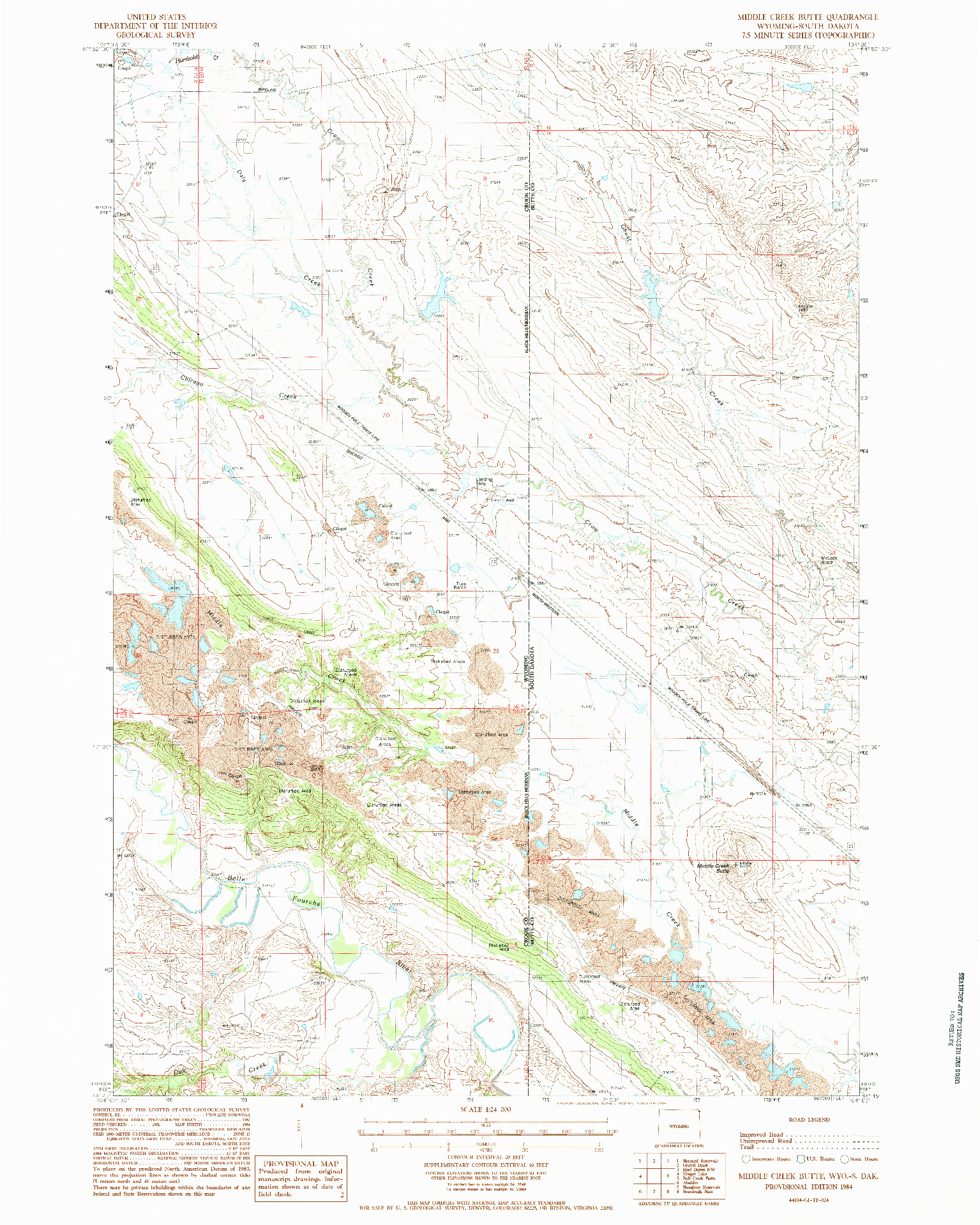 USGS 1:24000-SCALE QUADRANGLE FOR MIDDLE CREEK BUTTE, WY 1984