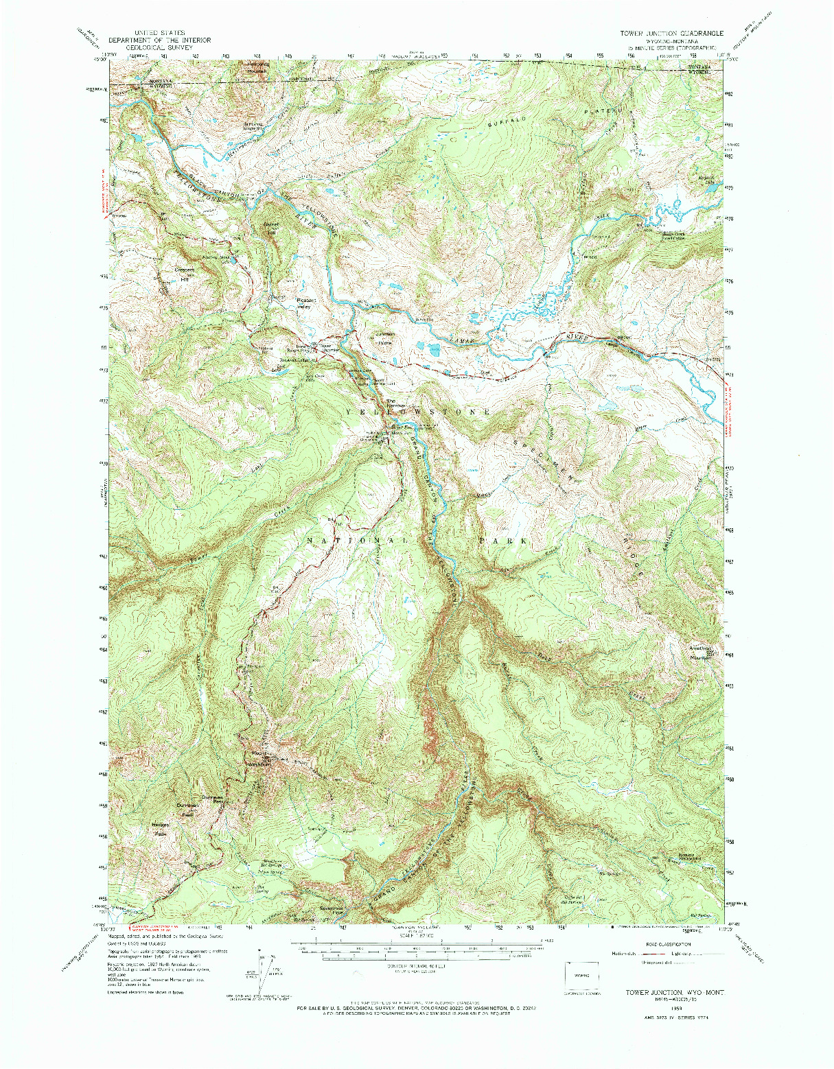 USGS 1:62500-SCALE QUADRANGLE FOR TOWER JUNCTION, WY 1959