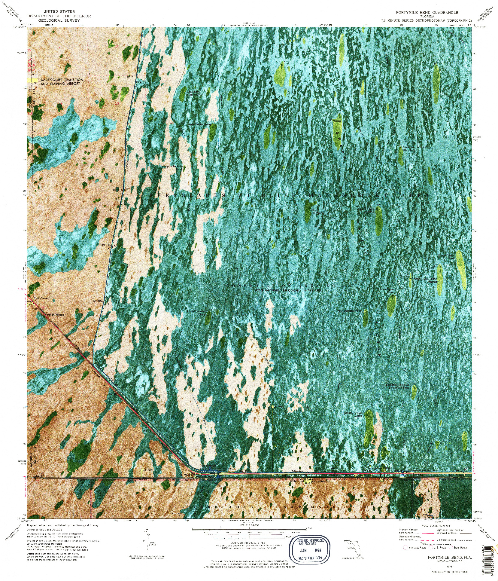 USGS 1:24000-SCALE QUADRANGLE FOR FORTYMILE BEND, FL 1973