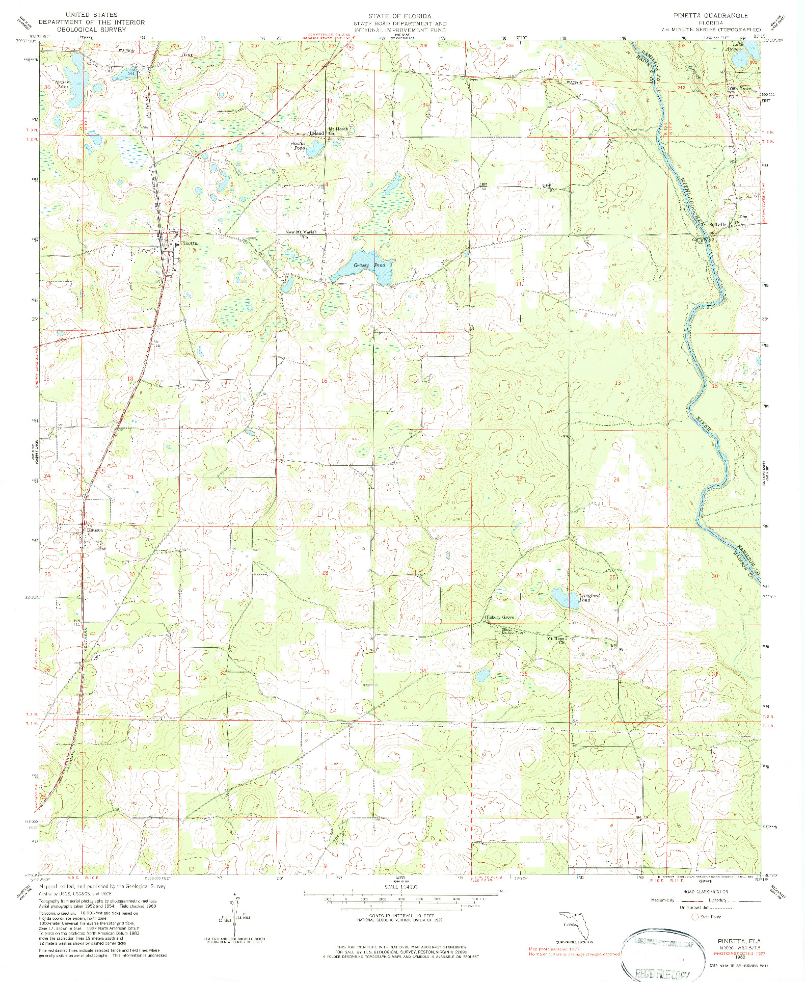 USGS 1:24000-SCALE QUADRANGLE FOR PINETTA, FL 1960