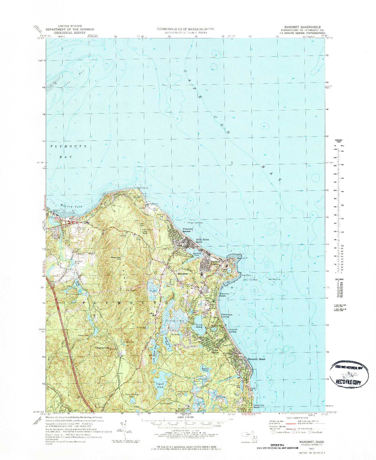 USGS 1:25000-SCALE QUADRANGLE FOR MANOMET, MA 1977