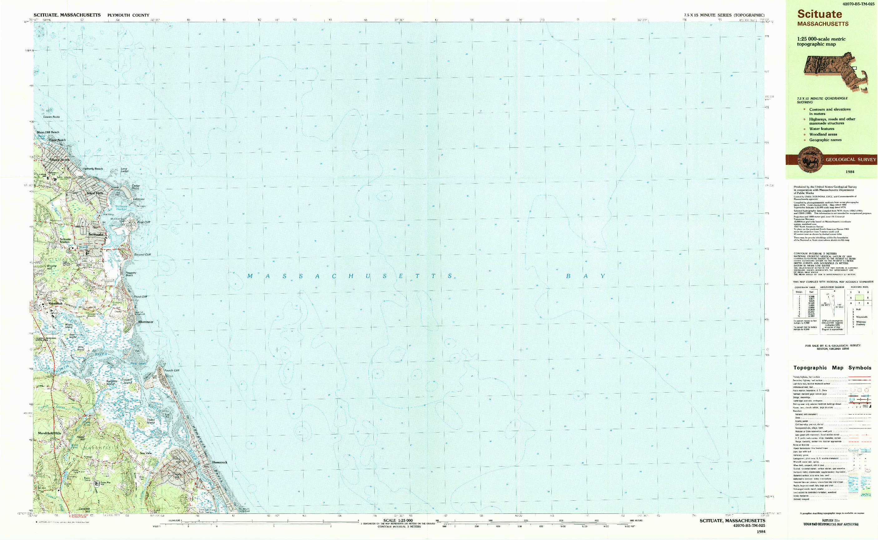 USGS 1:25000-SCALE QUADRANGLE FOR SCITUATE, MA 1984